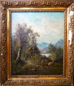 Französische Landschaft der Schule von Barbizon – Ölgemälde, signiert
