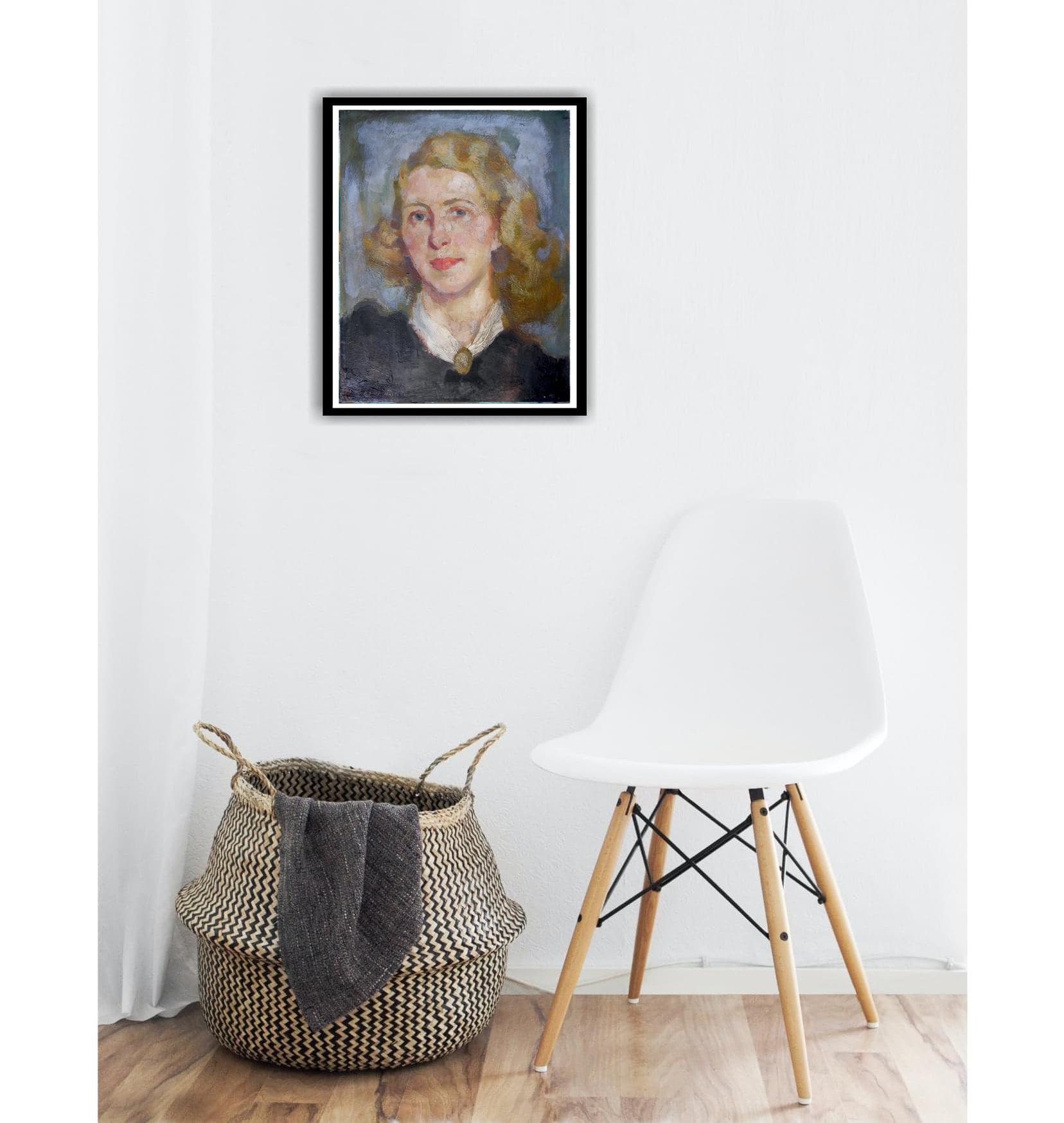 French School Blond young woman Post impressionism - Painting by French School Masters