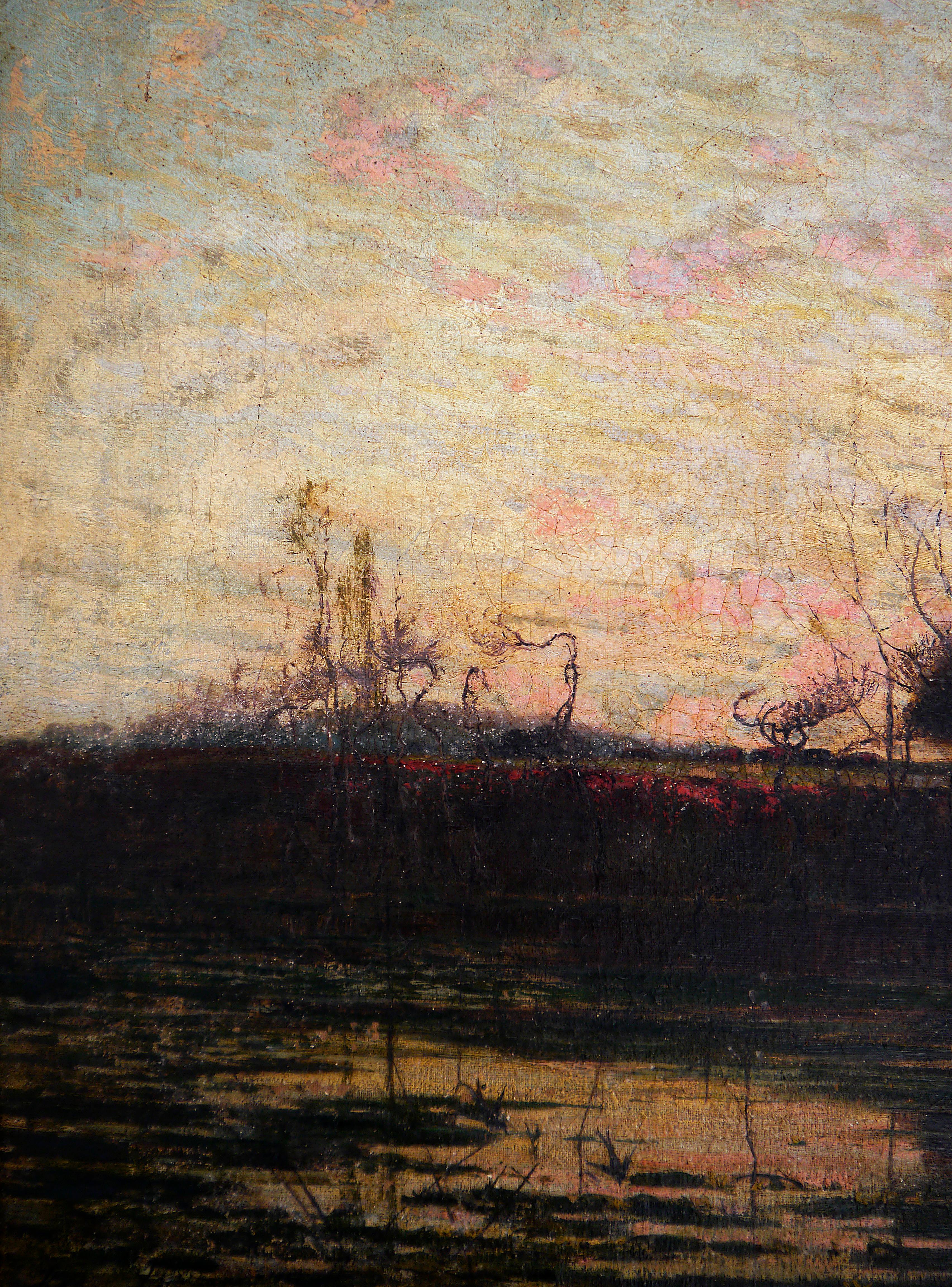 École française Scène extra étang  Paysage Barbizon Peinture à l'huile en vente 2