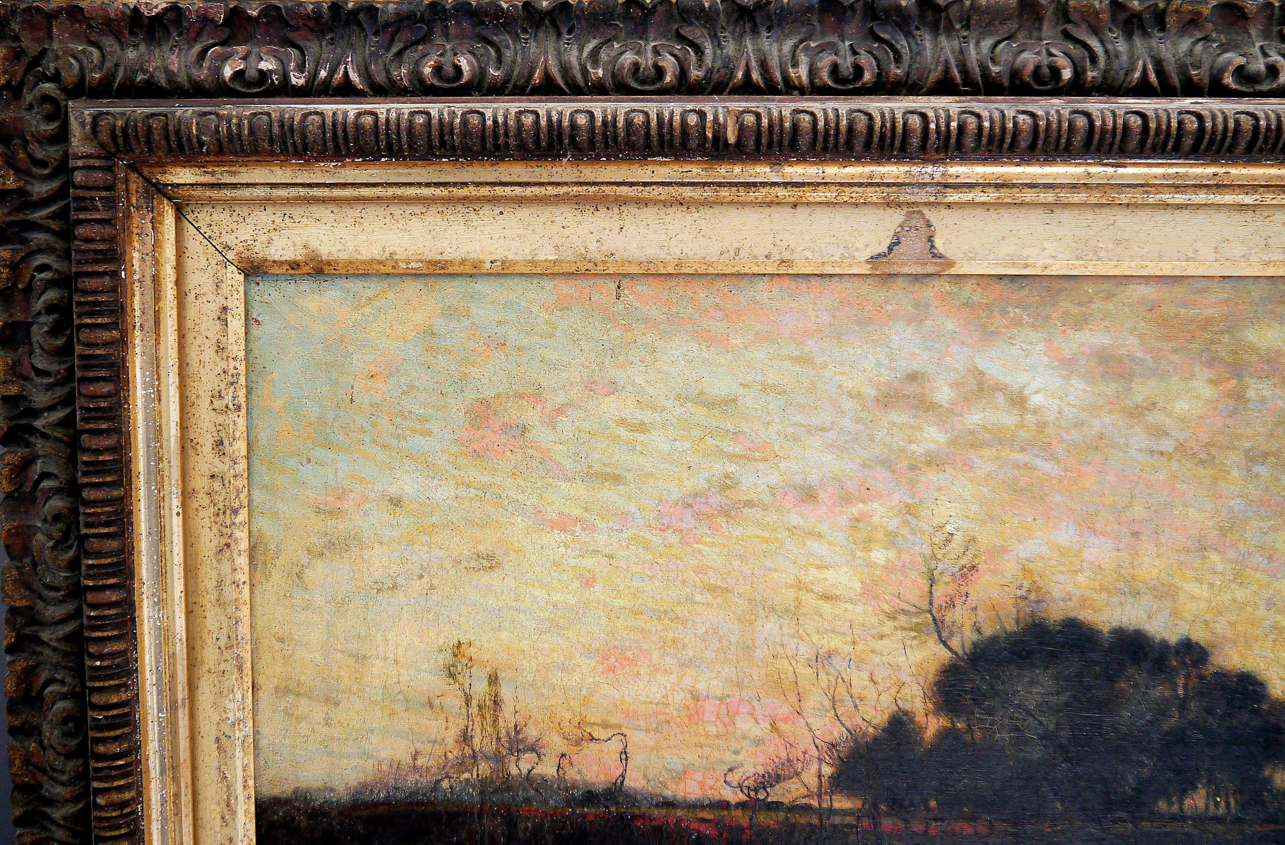 École française Scène extra étang  Paysage Barbizon Peinture à l'huile en vente 4