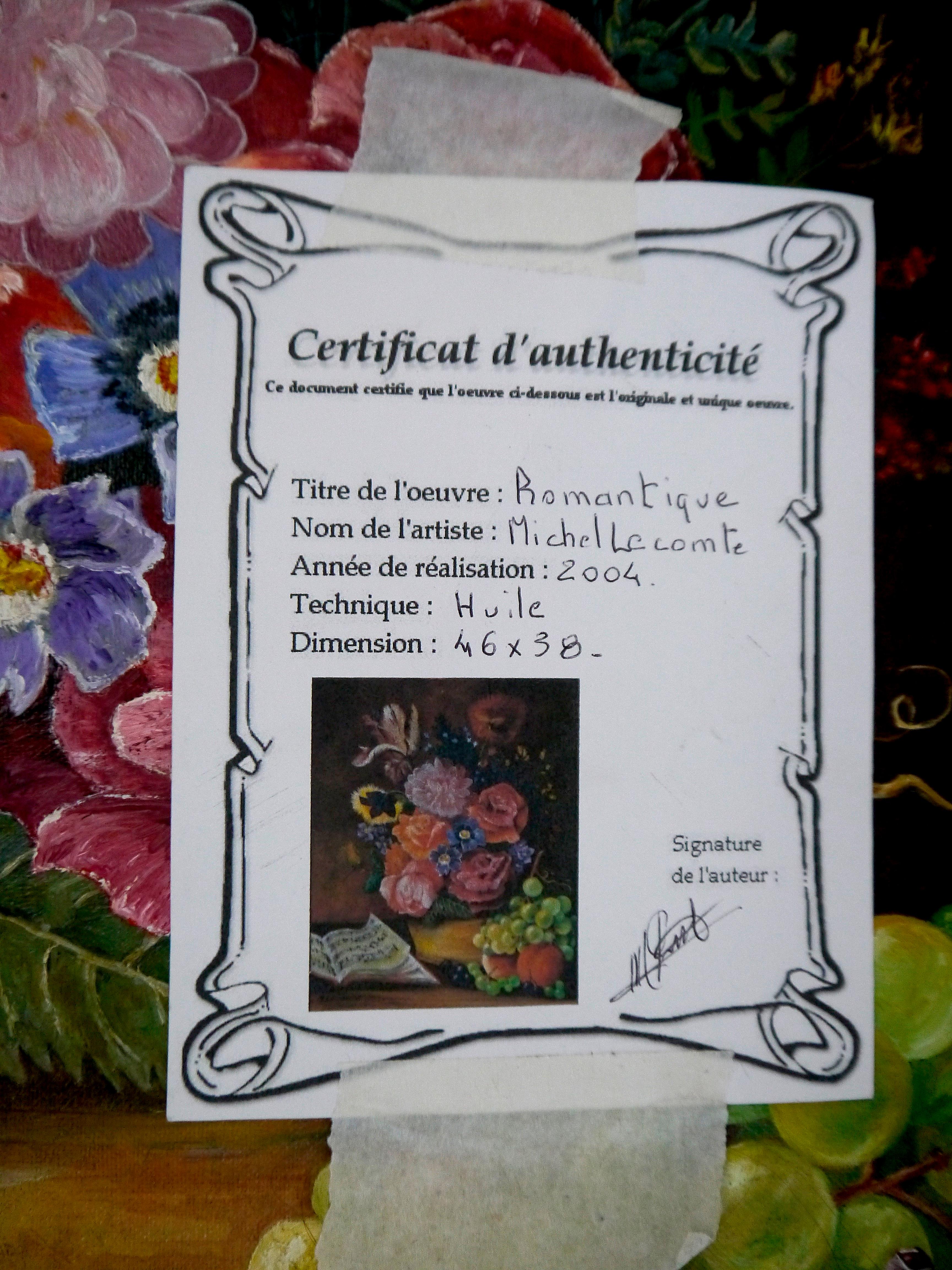 Pittura ad olio firmata Scuola Francese Impressionista Floreale Certificato incluso in vendita 5