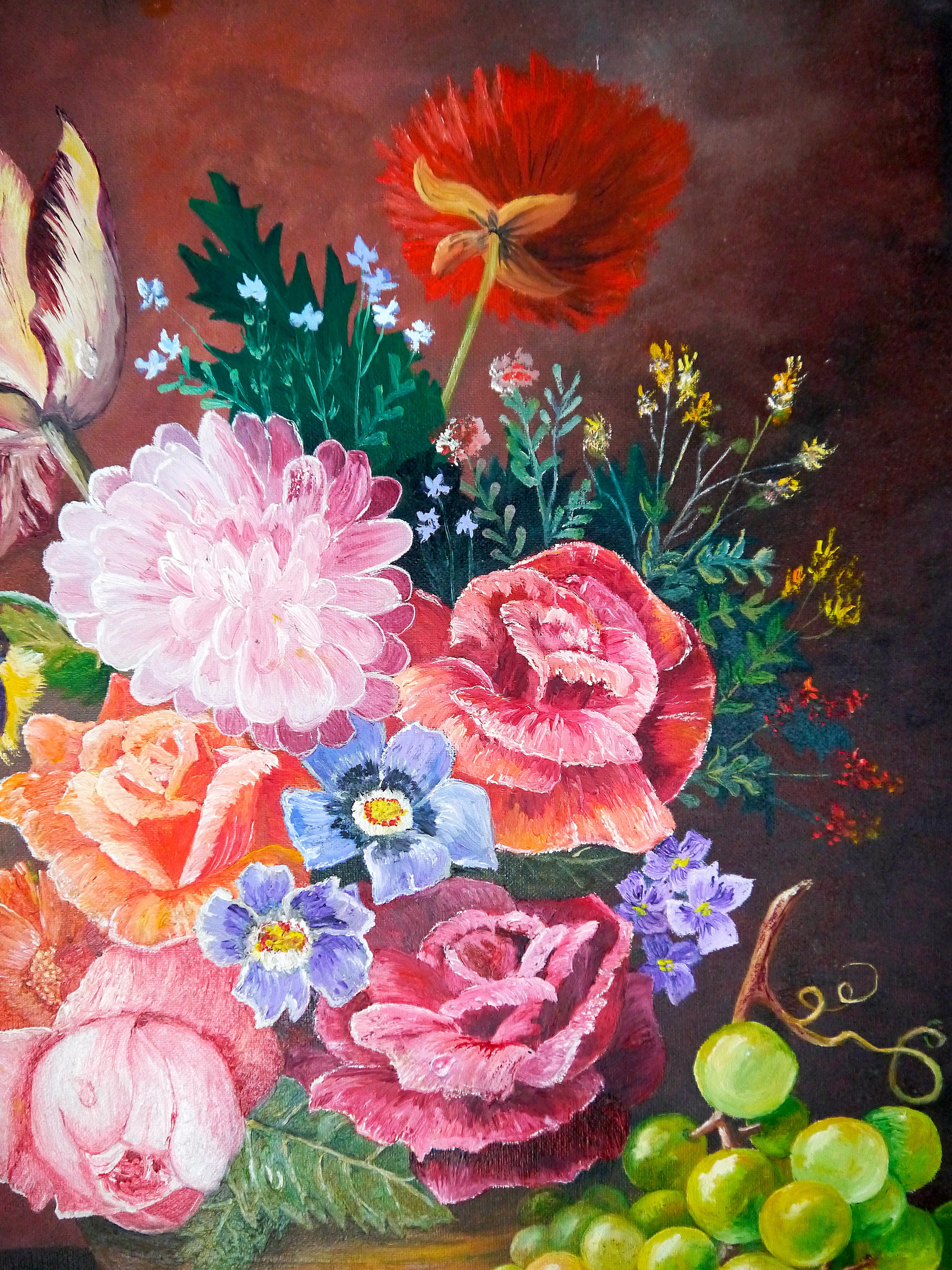 Pittura ad olio firmata Scuola Francese Impressionista Floreale Certificato incluso in vendita 2