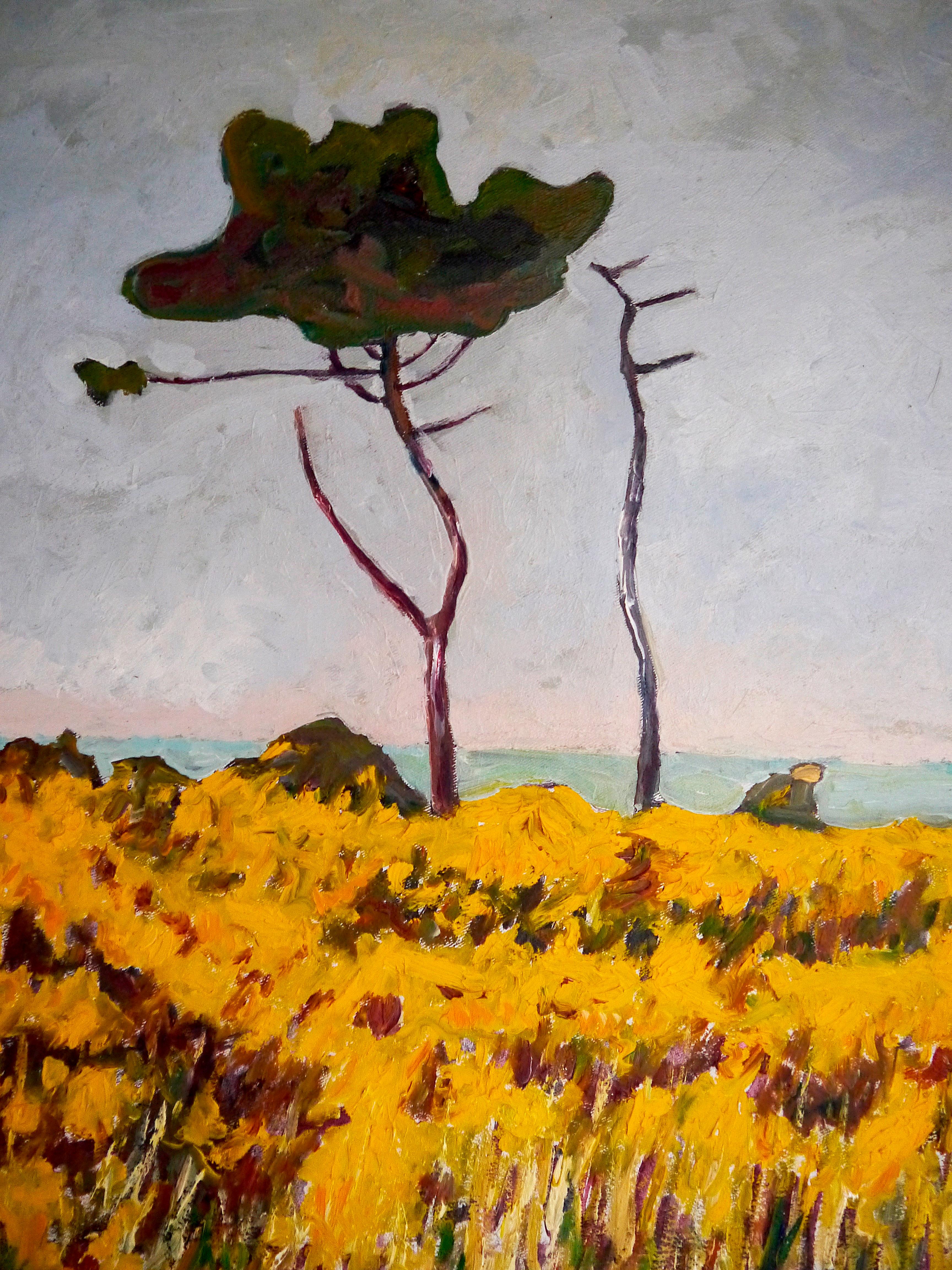 Impressionistische Landschaft der Französischen Schule, signiertes Ölgemälde LARGE-Format (Beige), Landscape Painting, von French School Masters