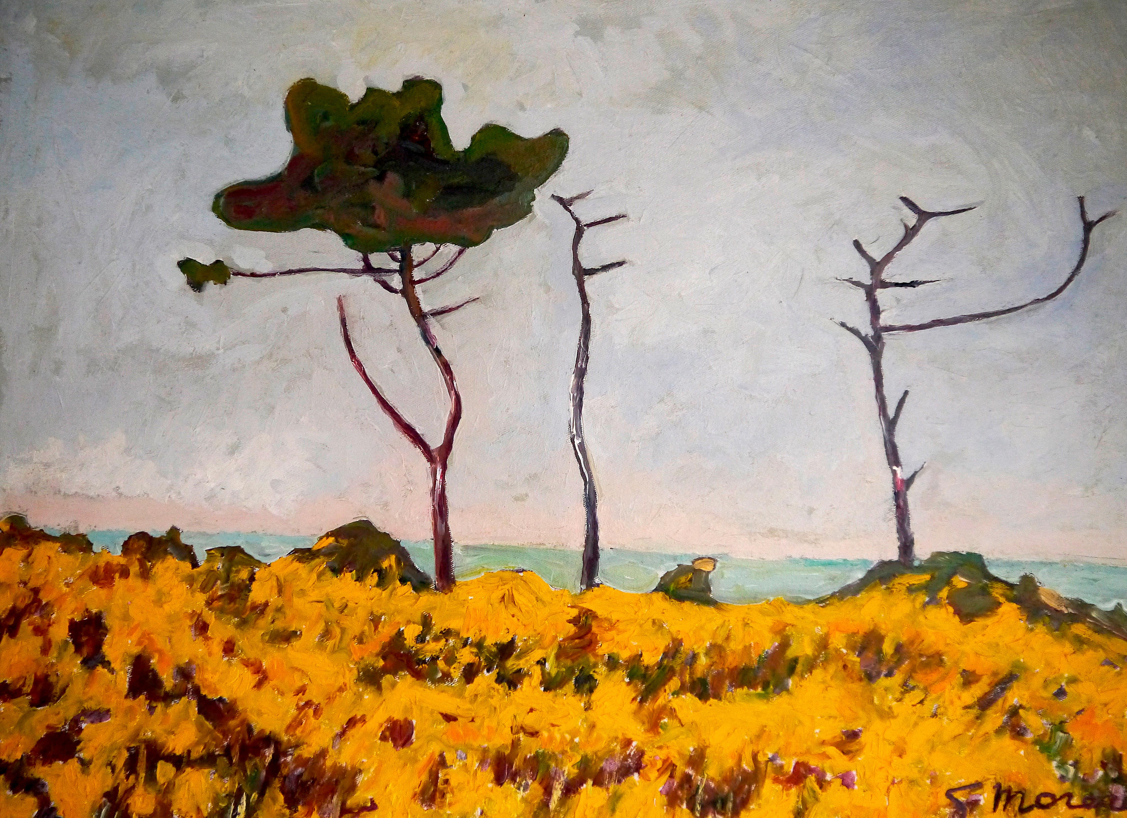 Impressionistische Landschaft der Französischen Schule, signiertes Ölgemälde LARGE-Format im Angebot 1