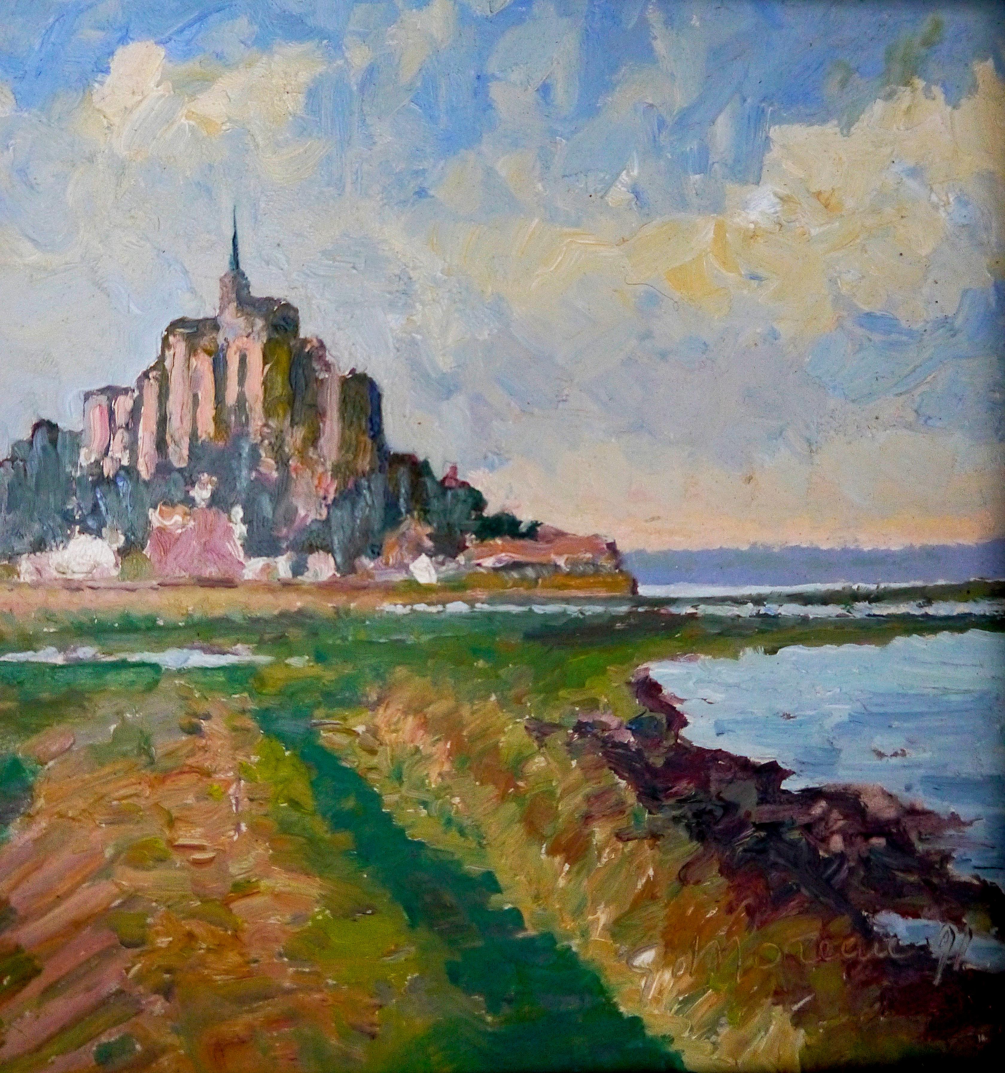 ➡️Vivid Landscape Le Mont Saint Michel⬅️

⏩It is signed J Moreau, probably Jacques Gaston Moreau (1903-1994) ⏪

Jacques Gaston Moreau (1903-1994) was a French painter renowned for his evocative landscapes and seascapes that captured the essence of