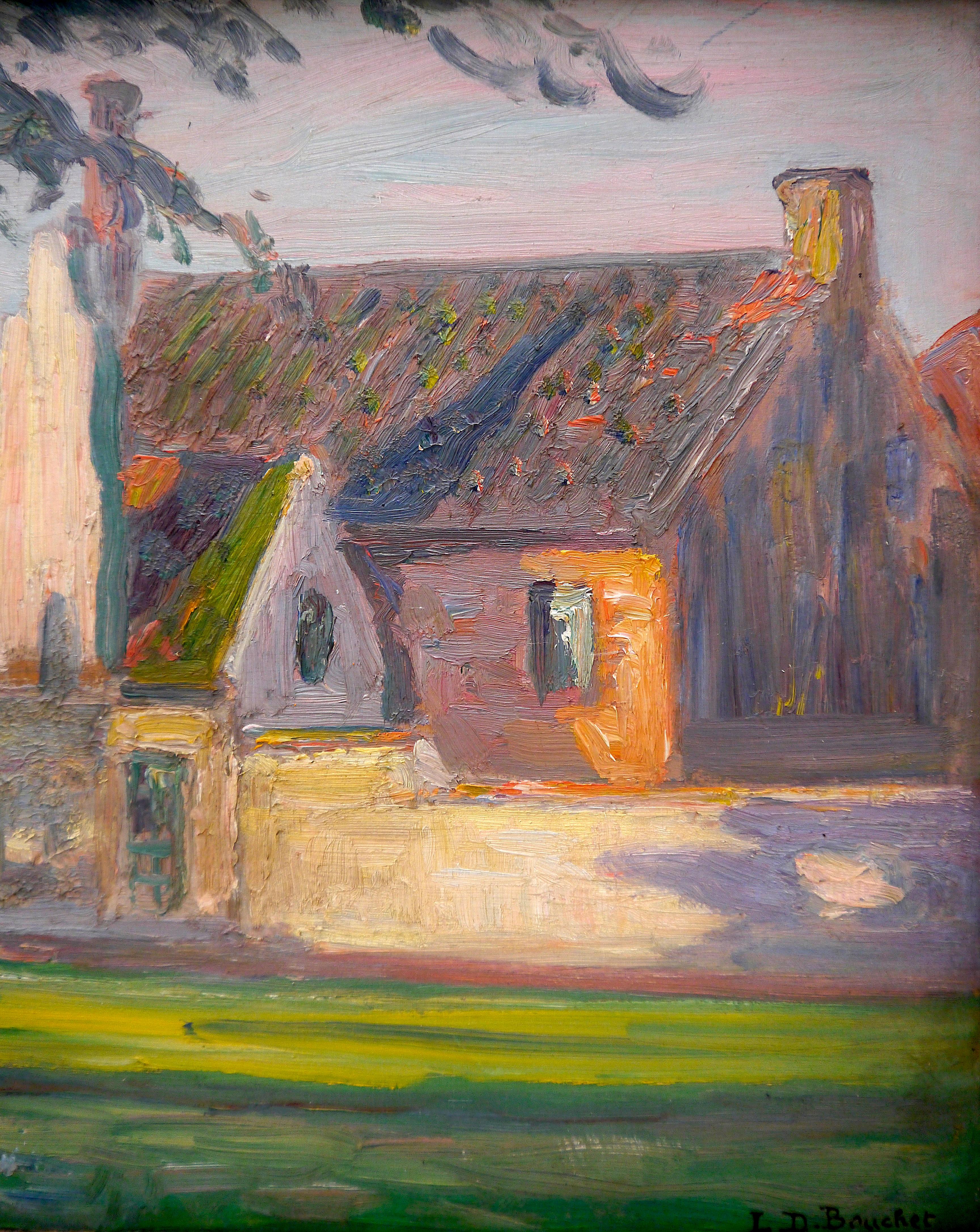 French School Impressionist Landscape Signed high texture - Brown Figurative Painting by French School Masters