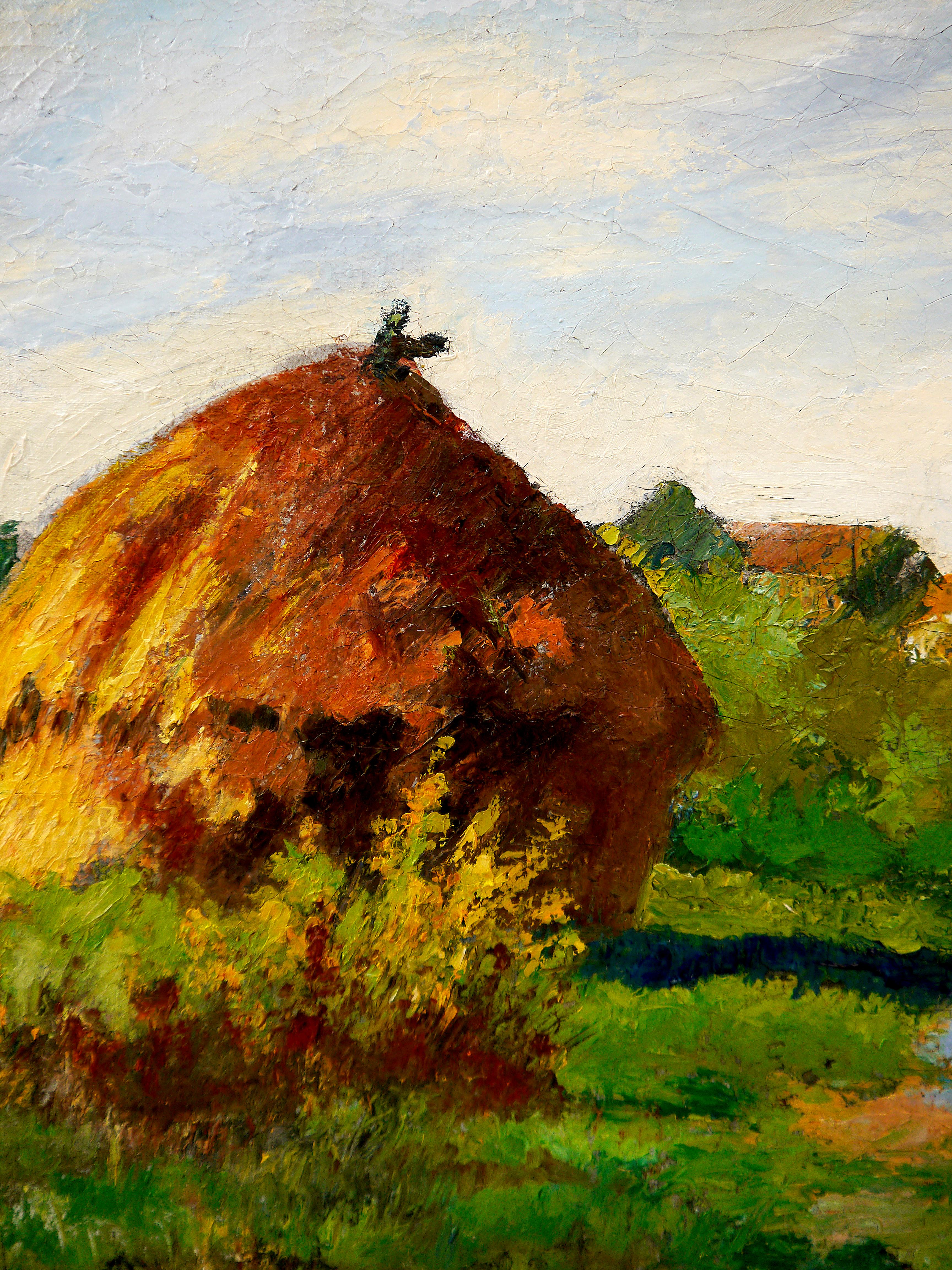 French School Impressionist Landscape Signed high texture Plein Air - Beige Figurative Painting by French School Masters