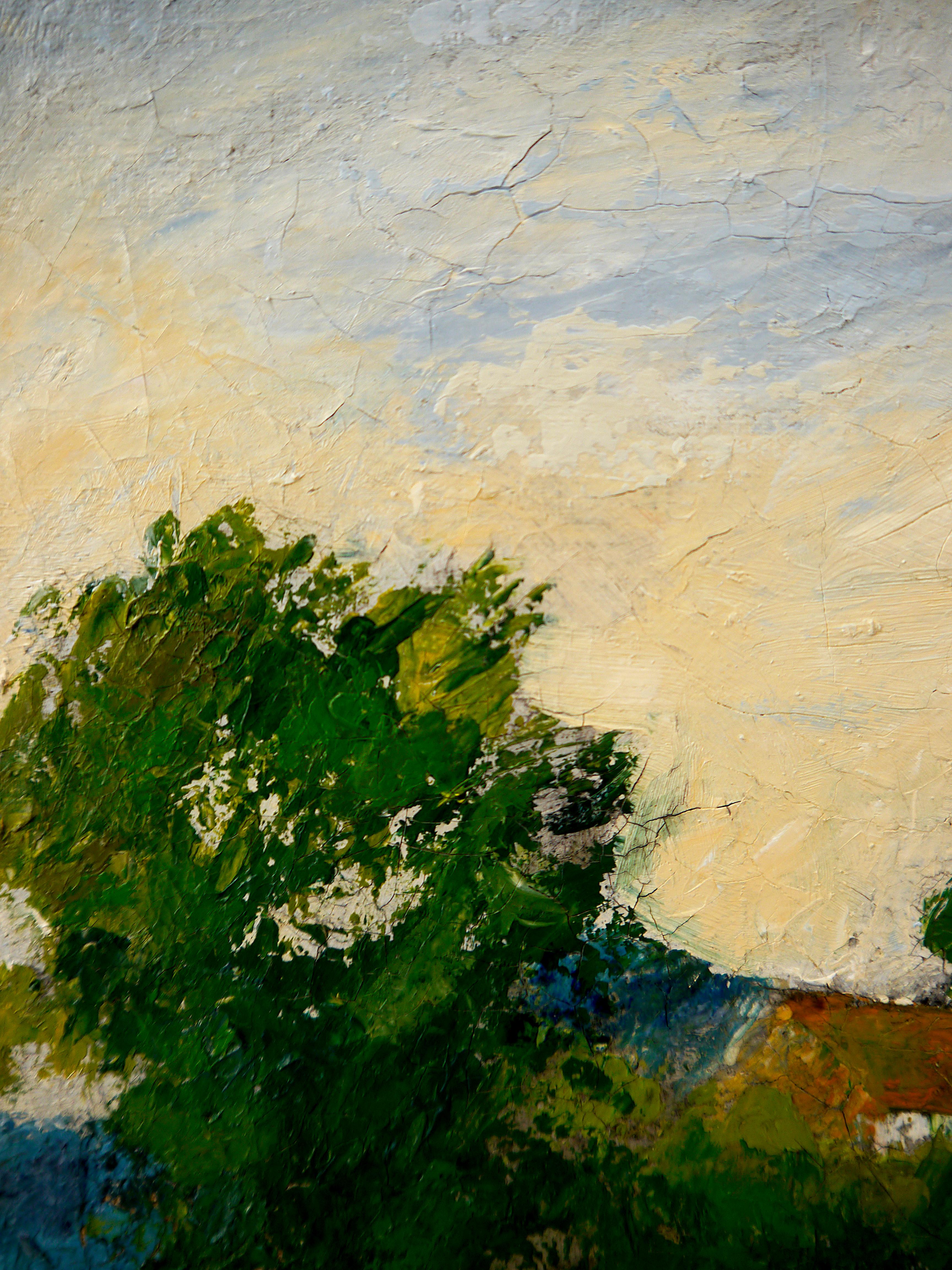 French School Impressionist Landscape Signed high texture Plein Air For Sale 4