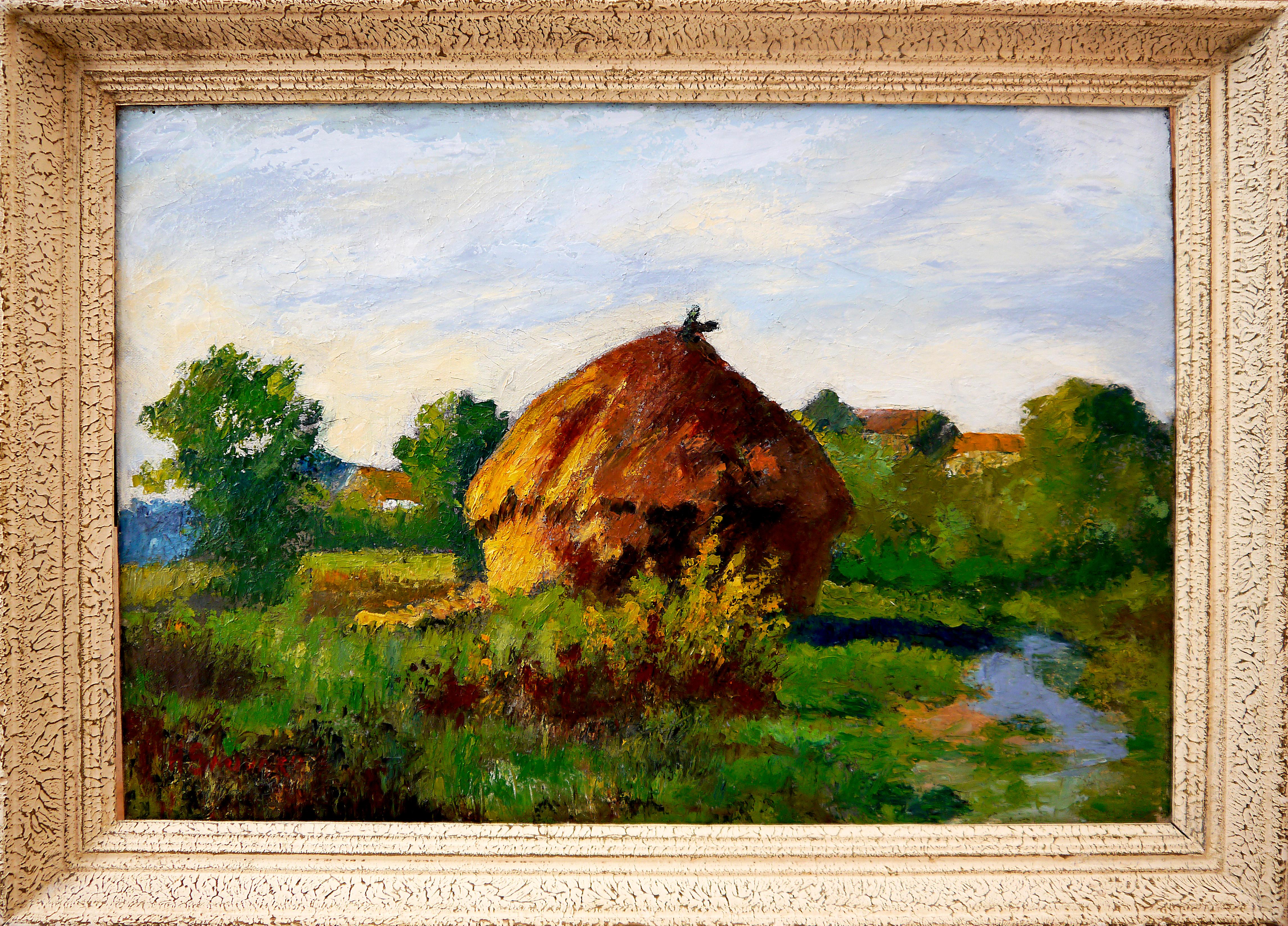French School Impressionist Landscape Signed high texture Plein Air