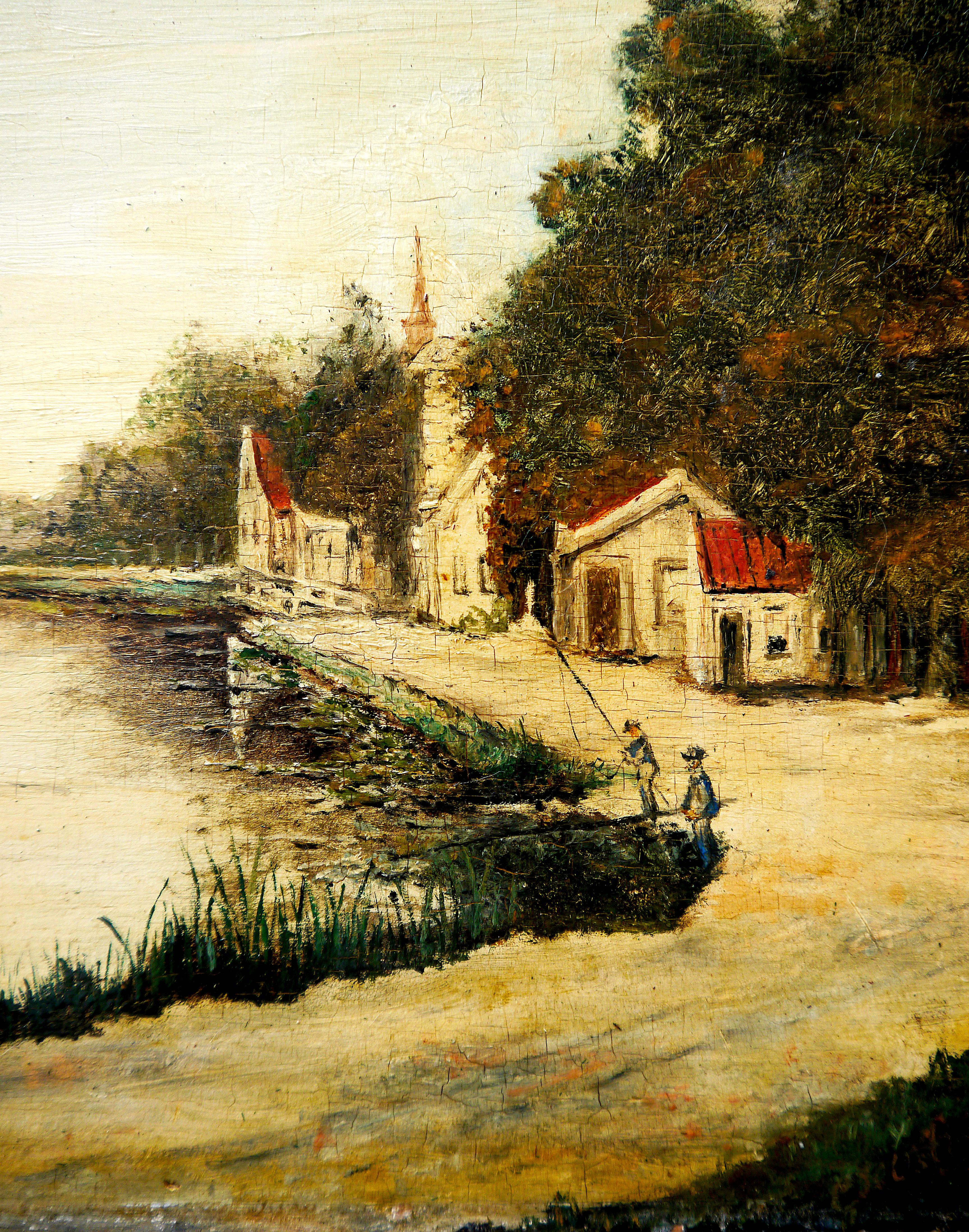 French School Impressionist Landscape Signed oil painting - Painting by French School Masters