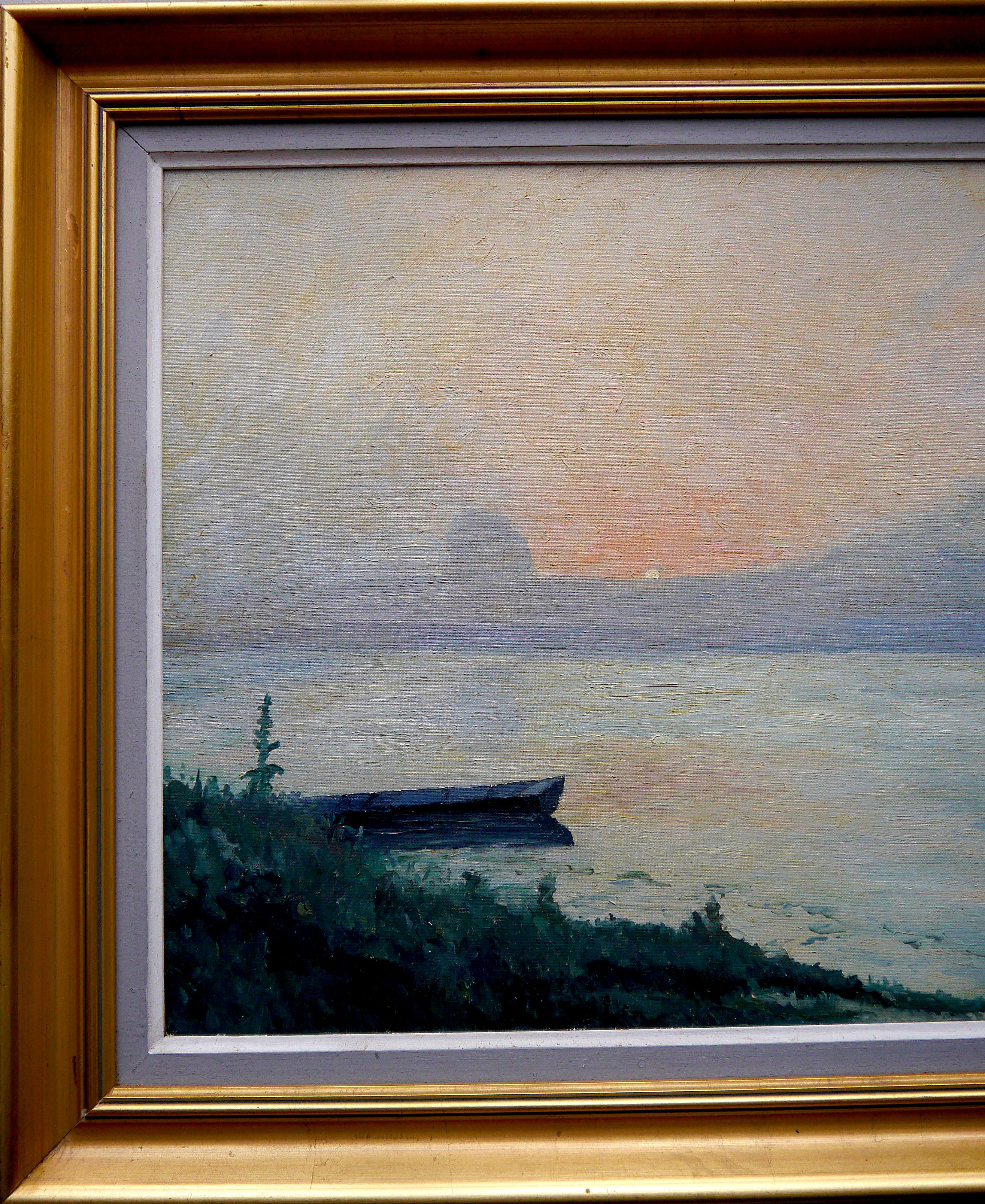 French School Impressionist Landscape Signed oil painting - Tonalist Painting by French School Masters
