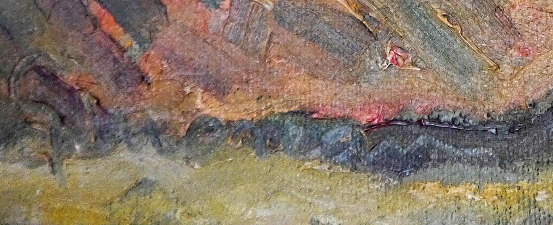 French School Impressionist Landscape Signed oil painting - Brown Figurative Painting by French School Masters