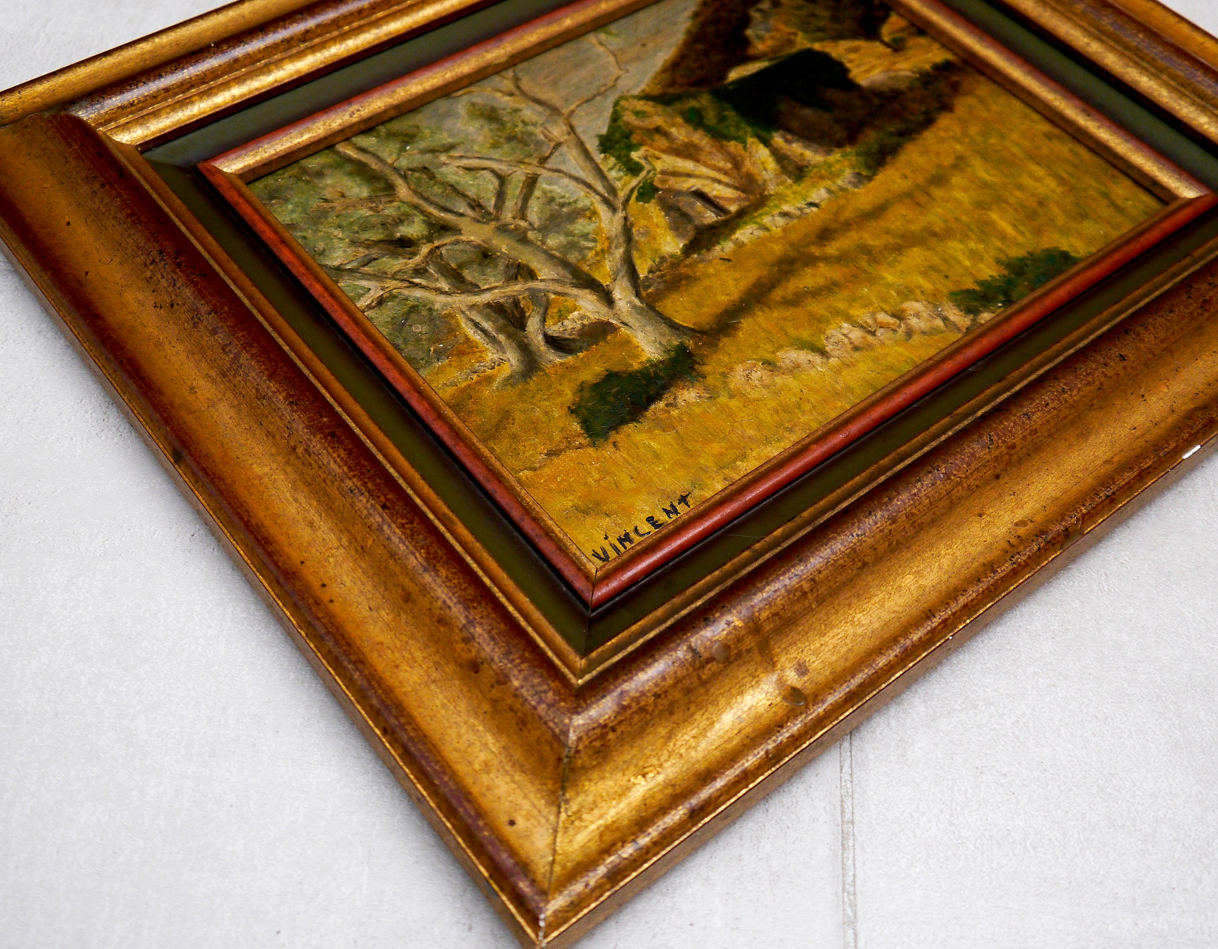 Impressionistische Landschaft der Französischen Schule, signiertes Ölgemälde (Grau), Landscape Painting, von French School Masters