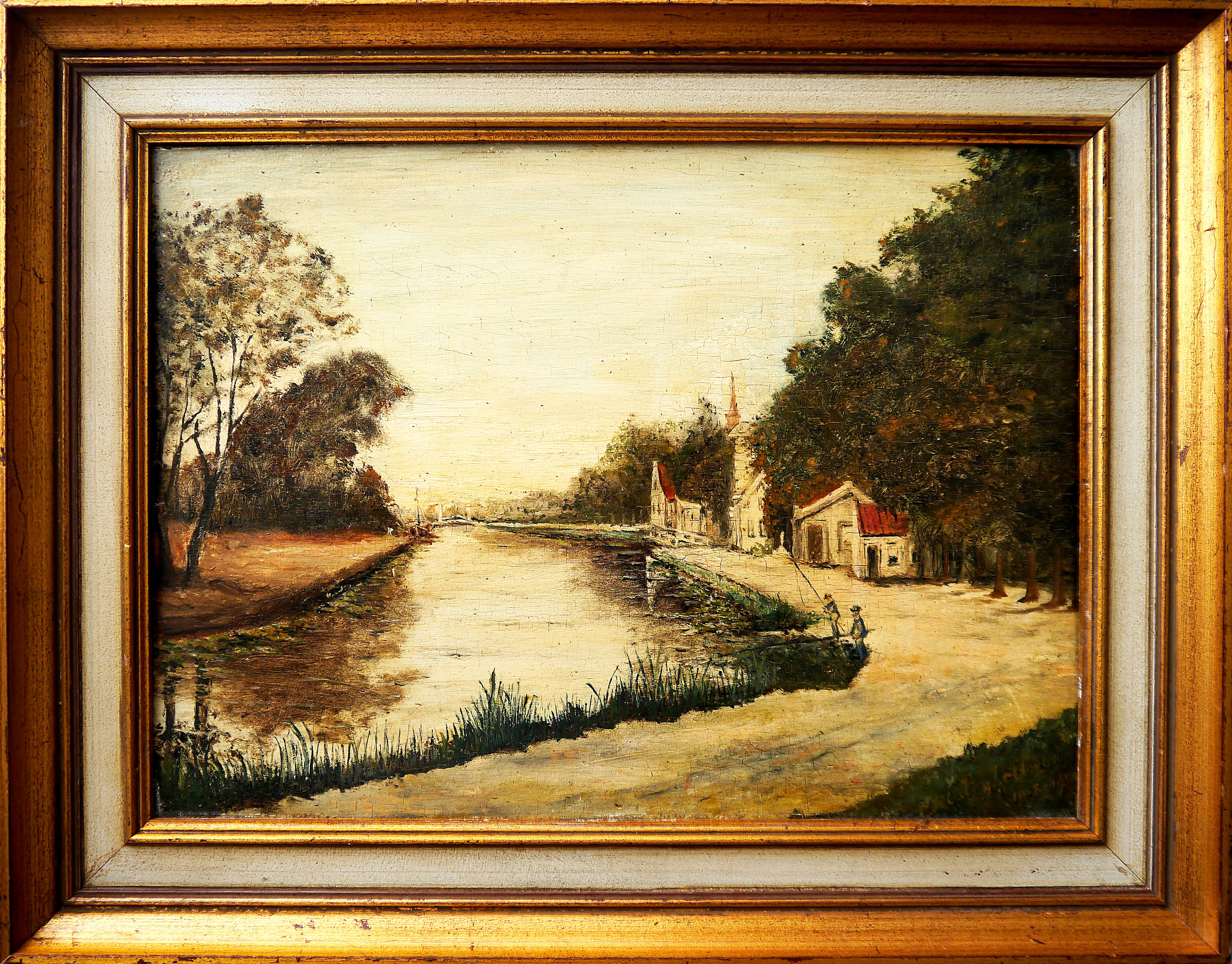 Peinture à l'huile impressionniste de l'école française, signée