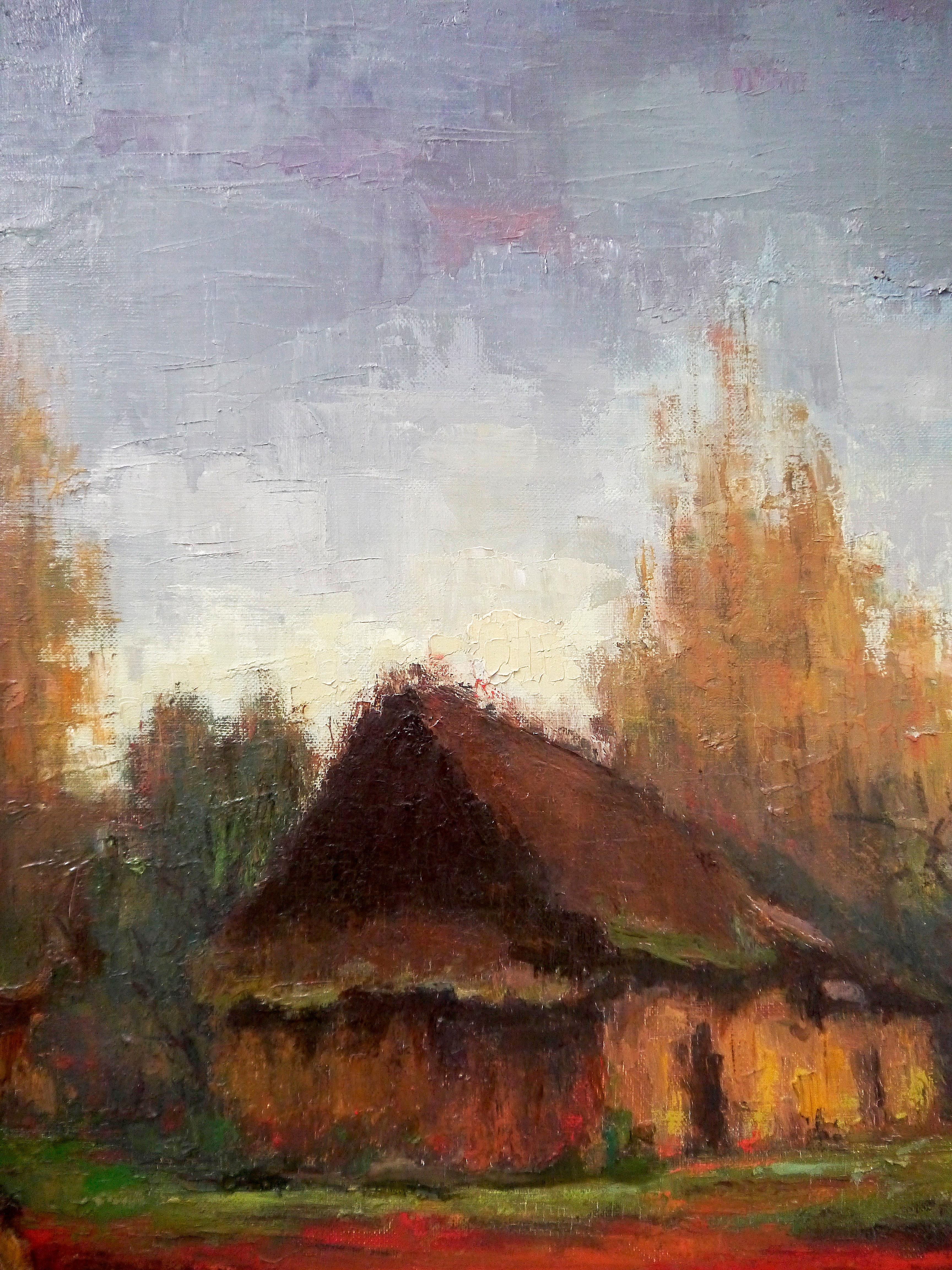 Paisaje rural impresionista de la escuela francesa Cuadro al óleo firmado - Painting de French School Masters
