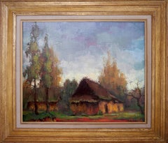 French School Impressionist Rural Landscape Signed oil painting