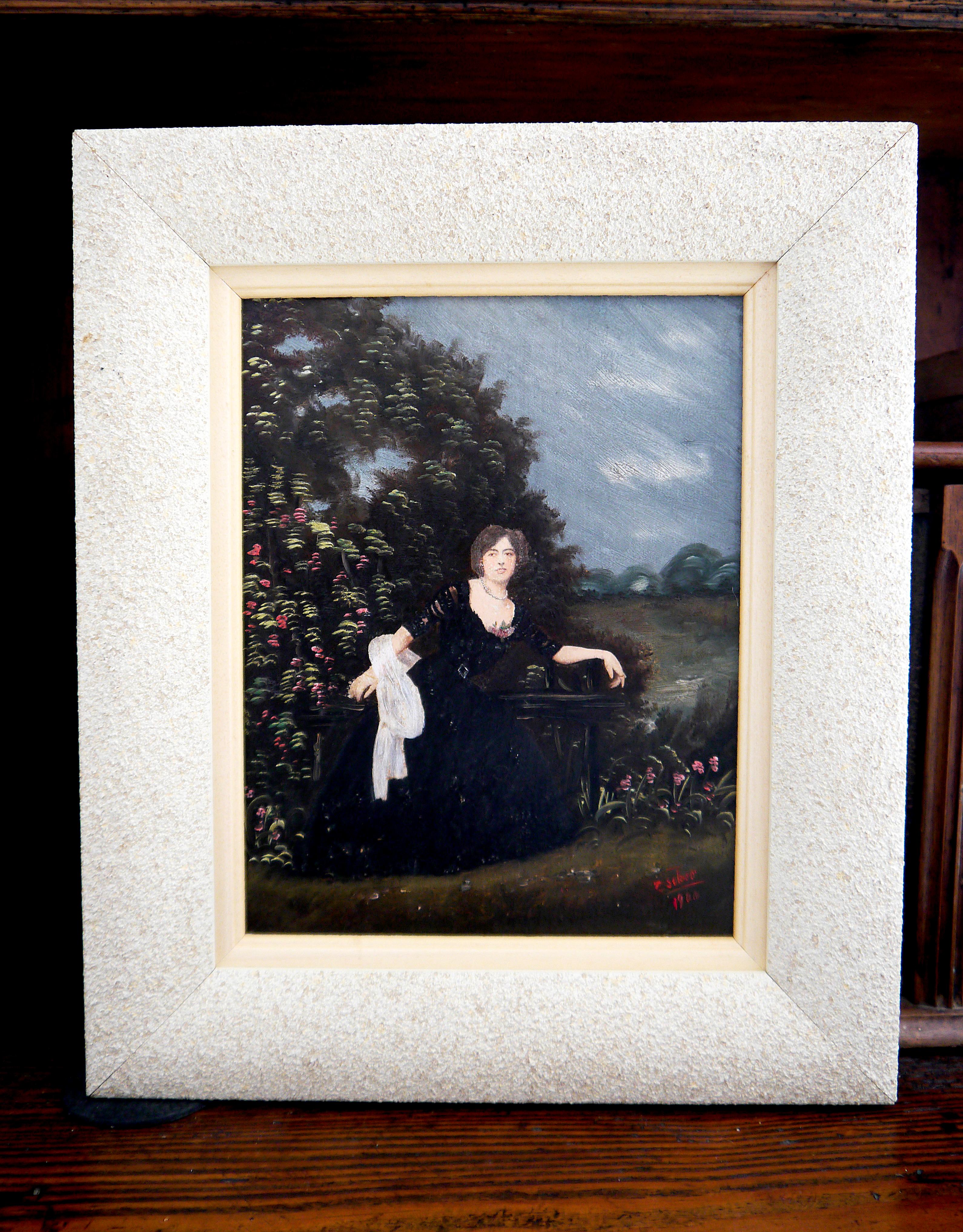 French school La Demoiselle Oil painting Signed 1