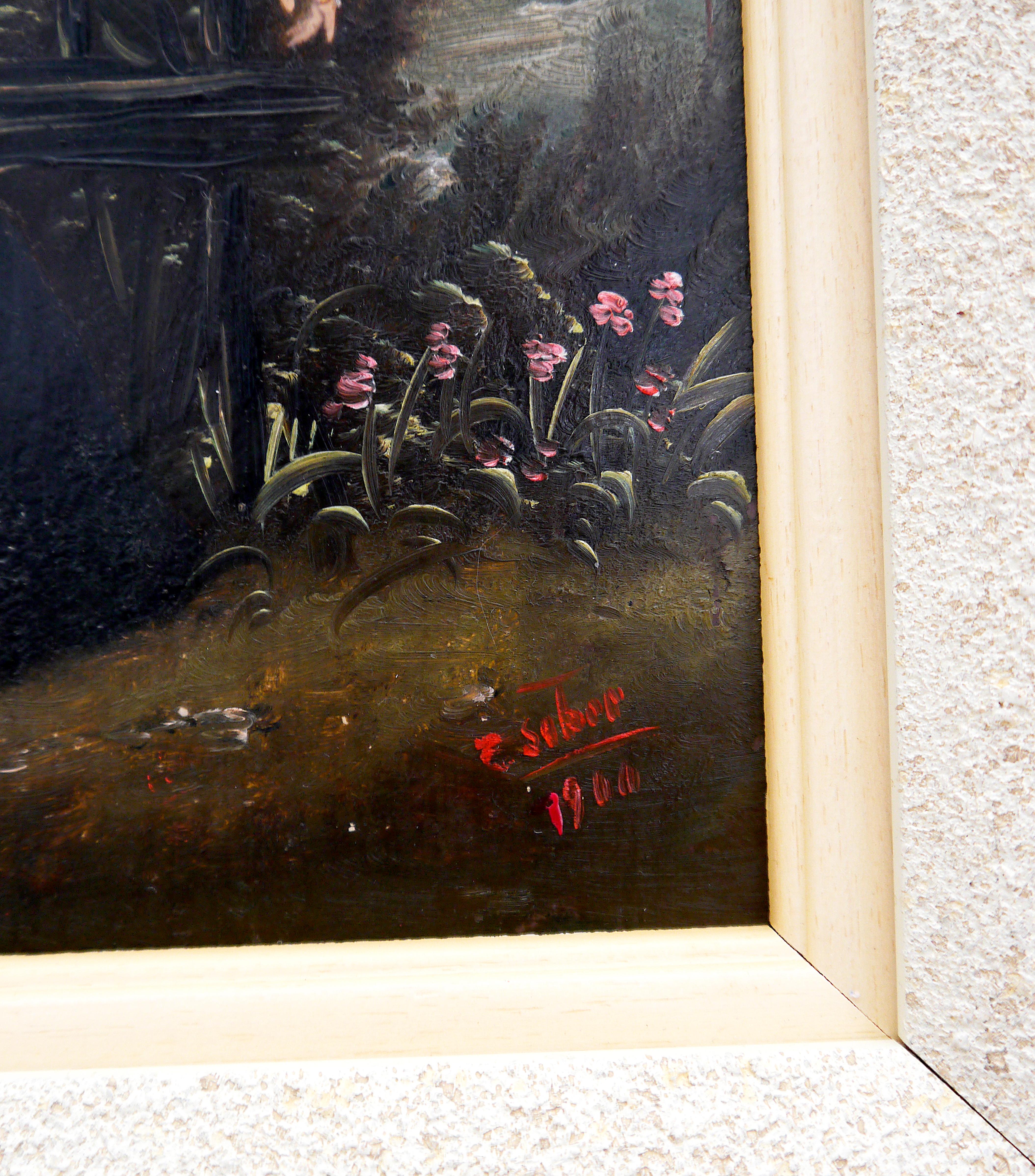French school La Demoiselle Oil painting Signed 2