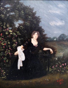 Französische Schule, La Demoiselle, Ölgemälde, signiert