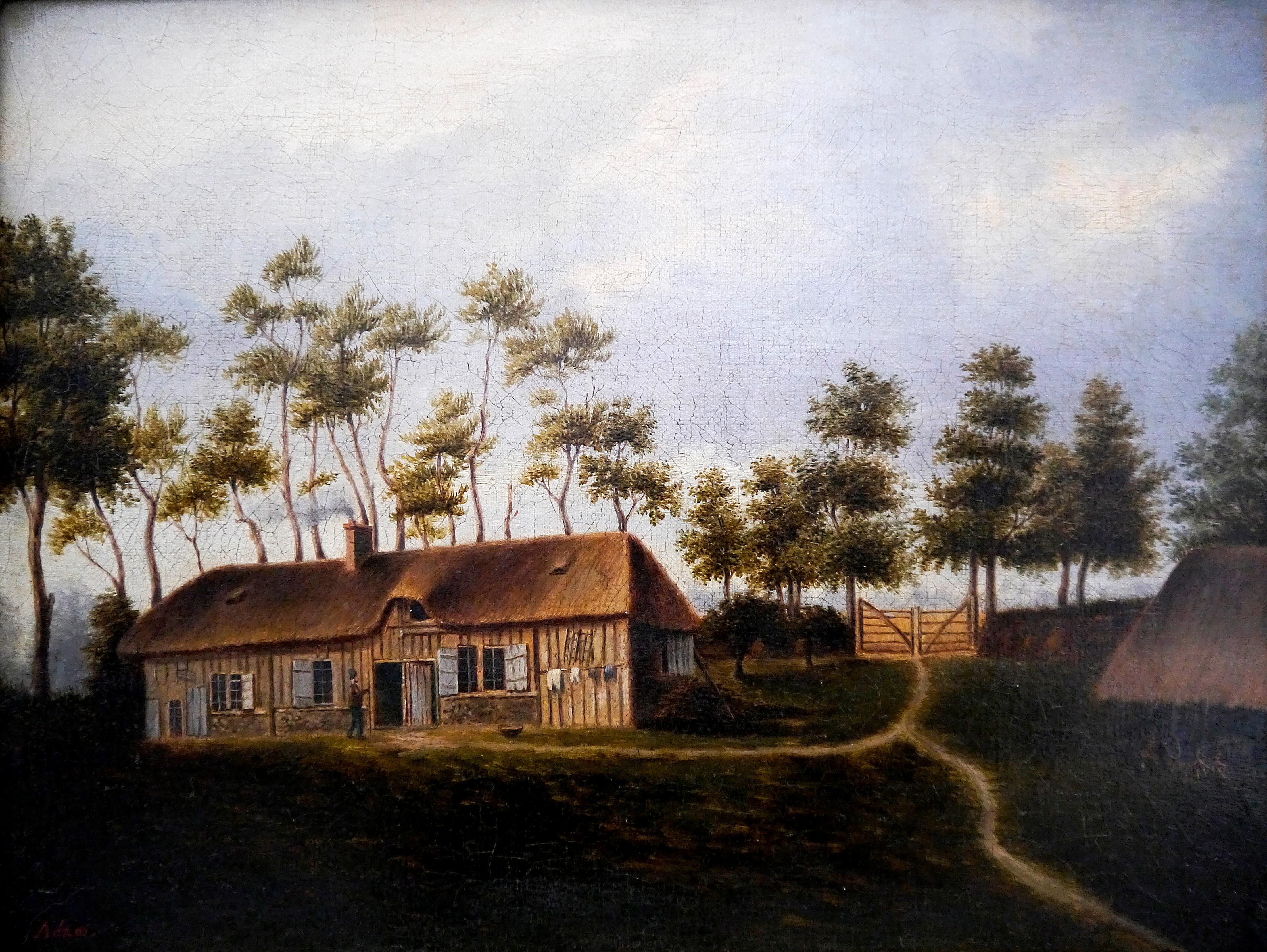 French School Landscape BARBIZON Oil painting Signed - Painting by French School Masters