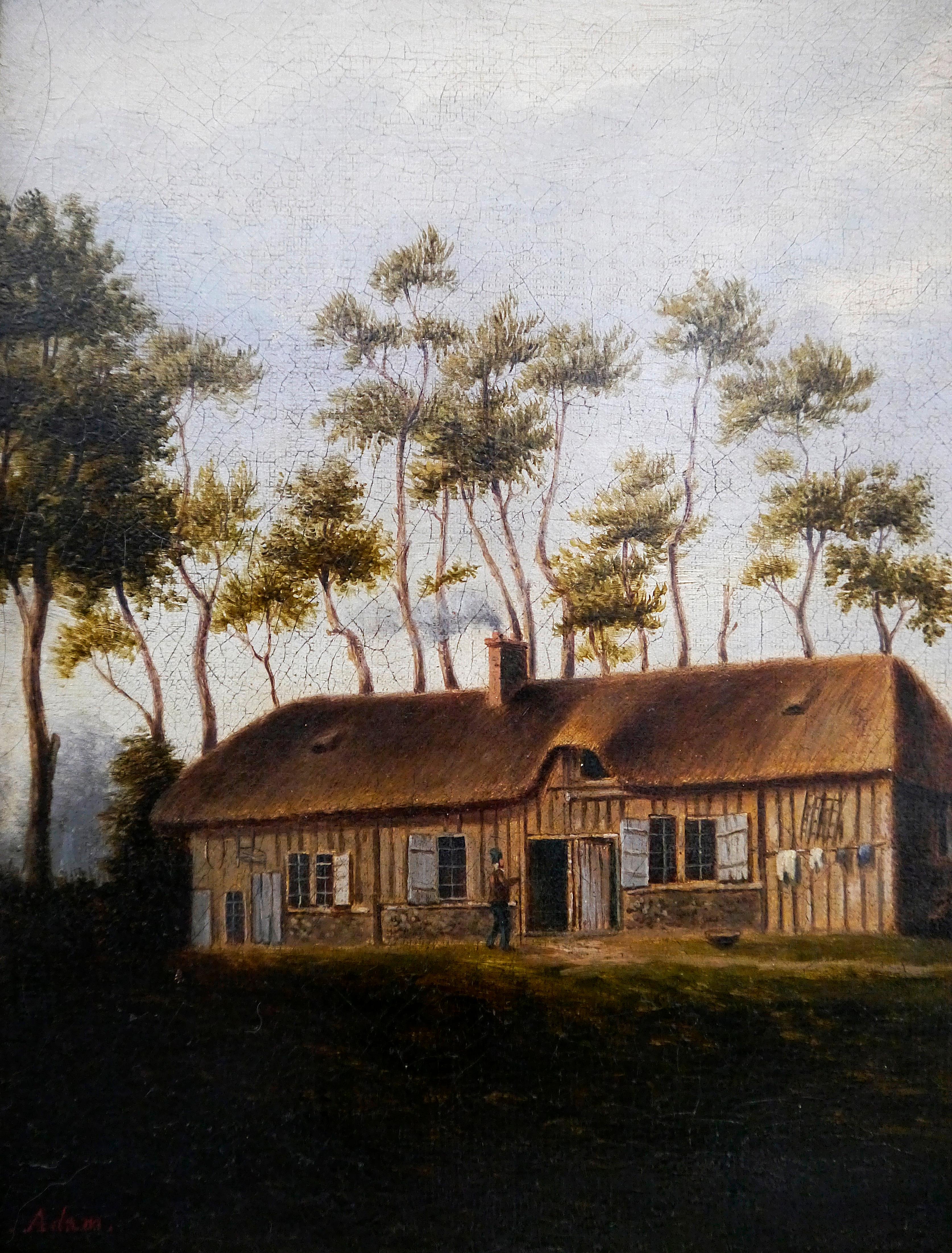 French School Landscape BARBIZON Oil painting Signed - Tonalist Painting by French School Masters