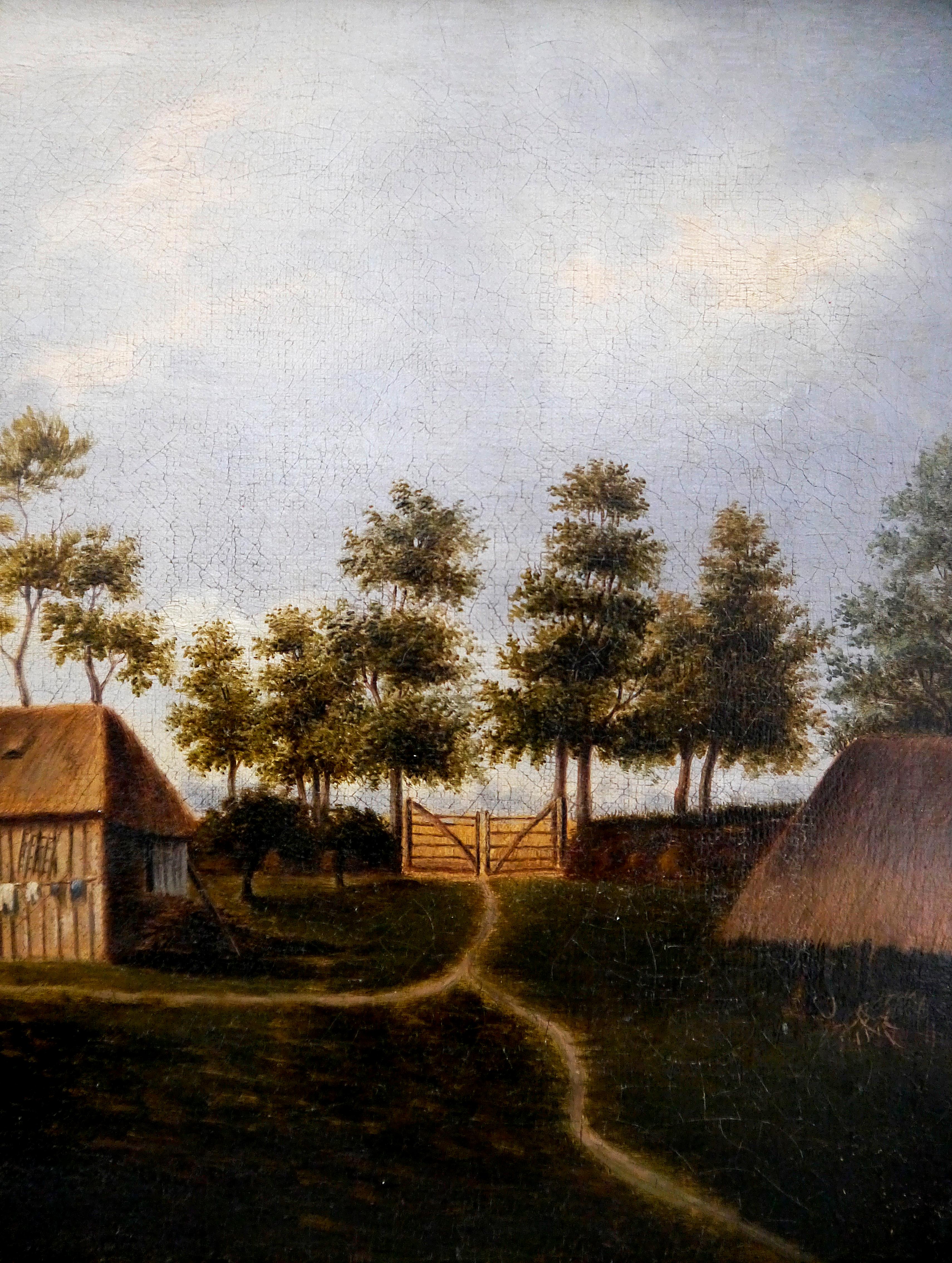 French School Landscape BARBIZON Oil painting Signed - Brown Figurative Painting by French School Masters