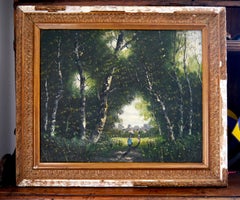 French school Landscape Forest Path with Figures Anonym school of Barbizon