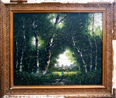 French school Landscape Forest Path with Figures Anonym school of Barbizon
