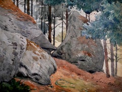 Französische Schule Landschaft Nemours bei Nacht mit Rahmen