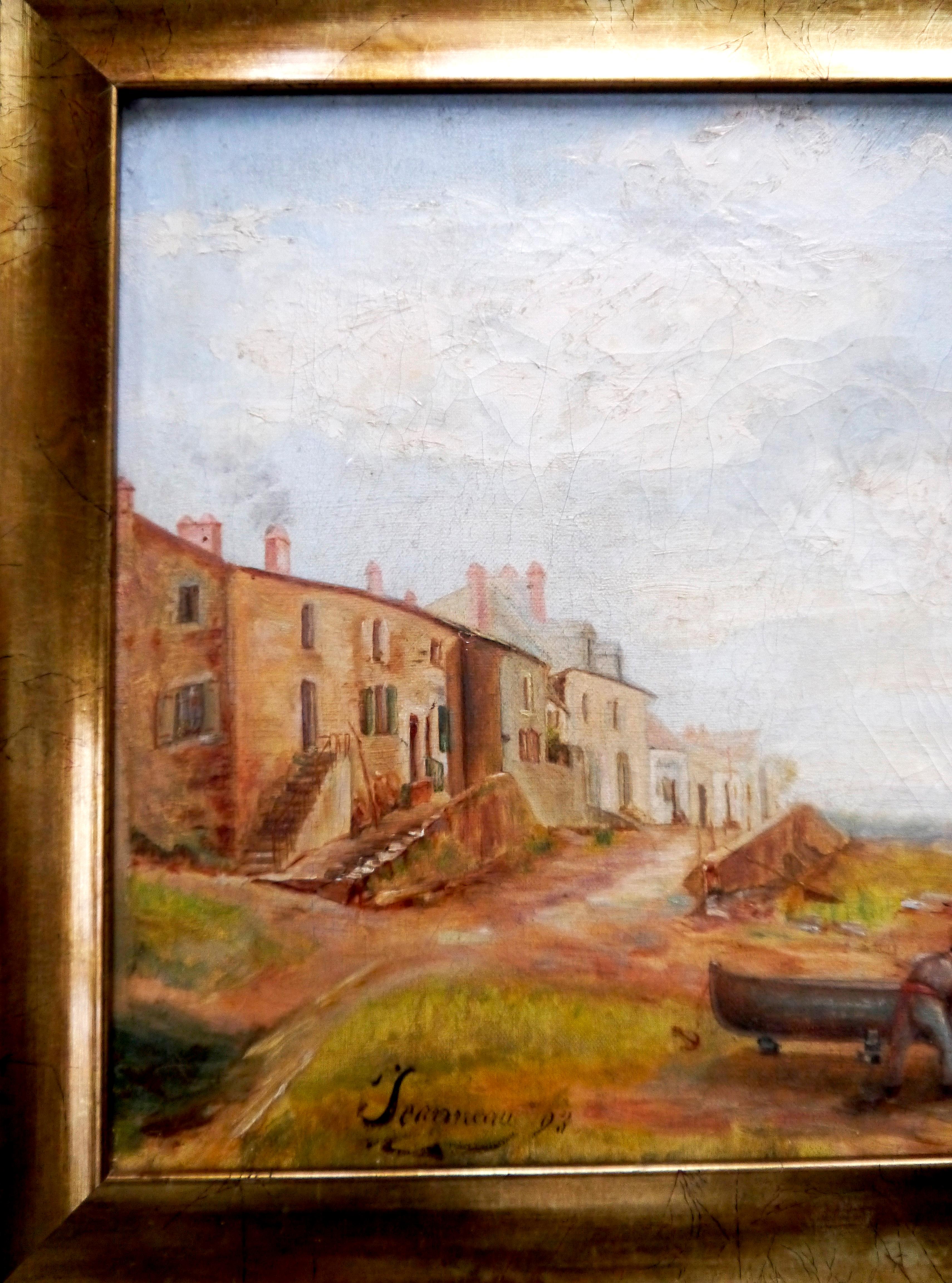 Französische Schule Landschaft am Flussufer Signiert im Angebot 2