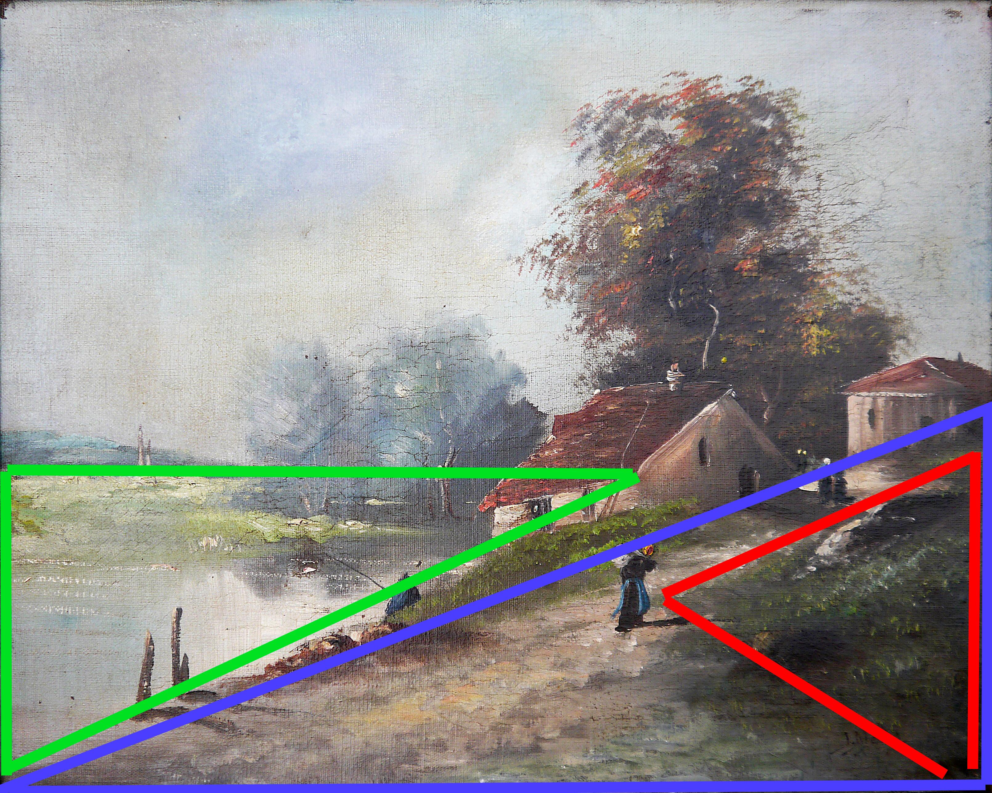 French school Landscape rural Oil painting Signed 6