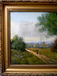 Scuola francese: Paesaggio - Sentiero di campagna, scuola di Barbizon