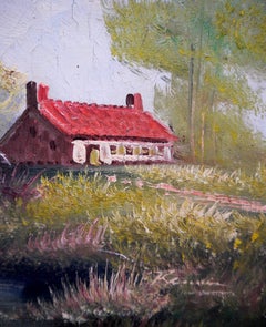 Französische Schule Luminous ländlichen Landschaft Bauernhof Signierte Ölgemälde