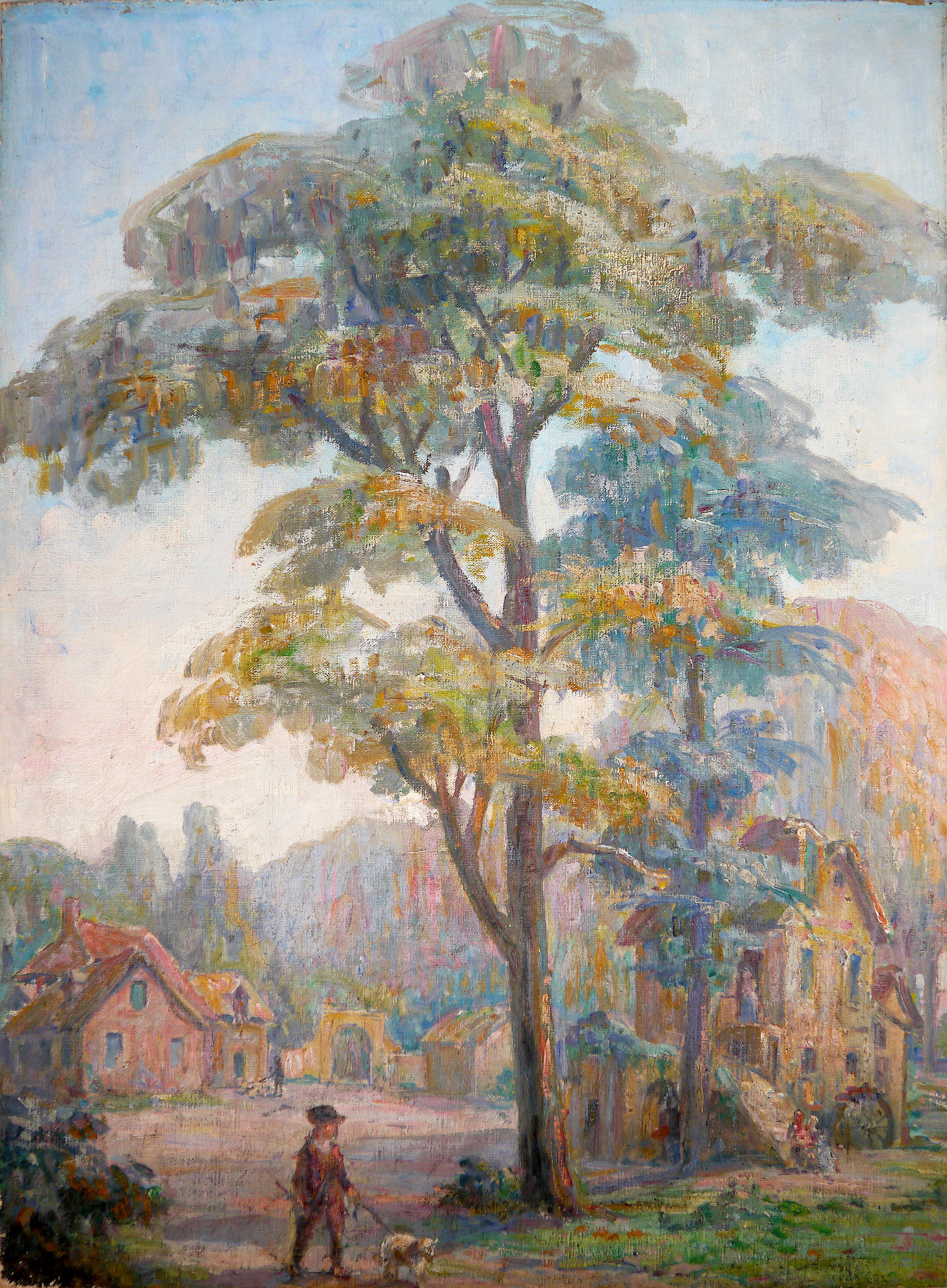 French School Masters Landscape Painting - French school Medieval scene Landscape Oil painting
