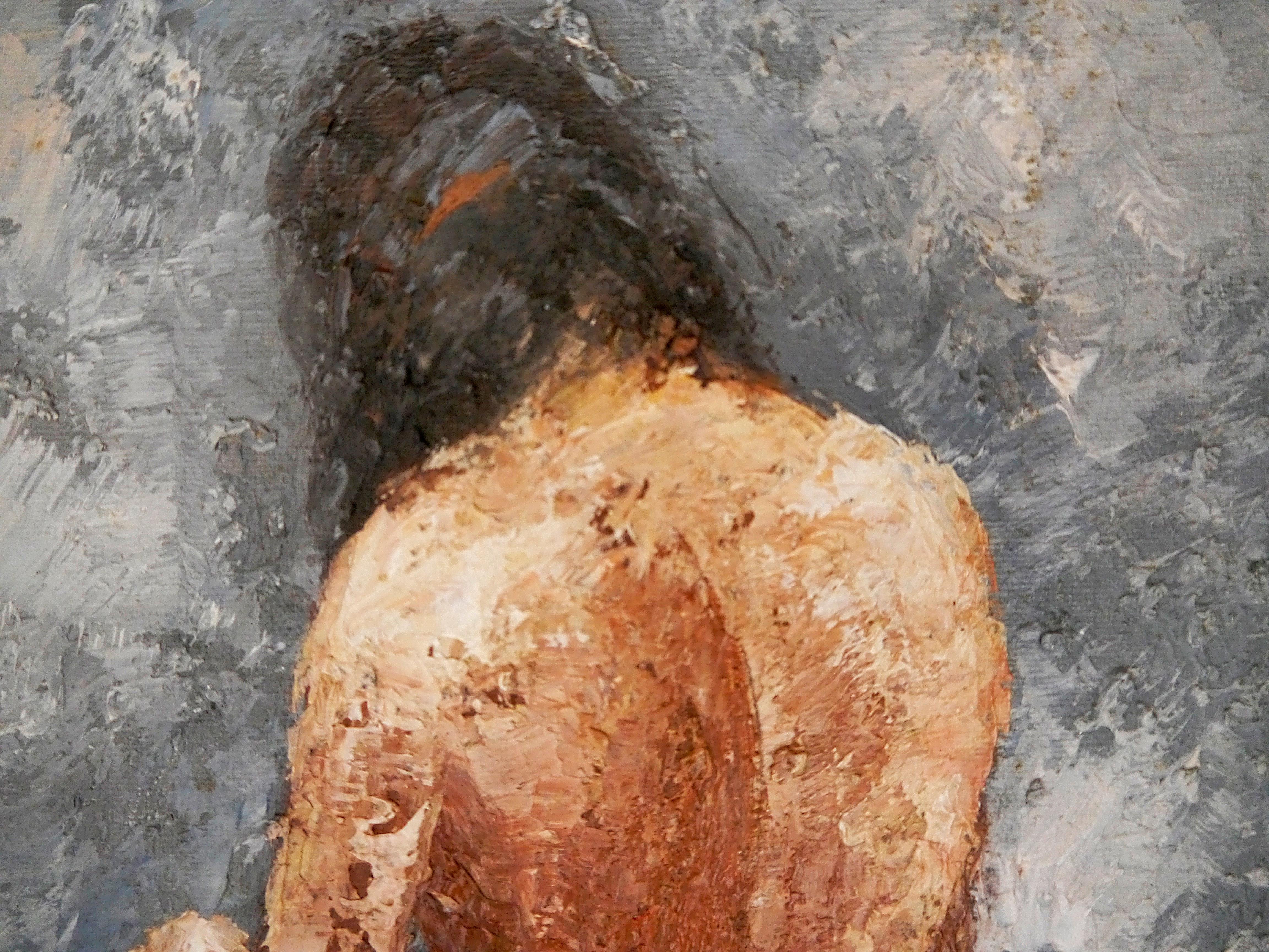 French school Nude Oil painting Signed - Tonalist Painting by French School Masters