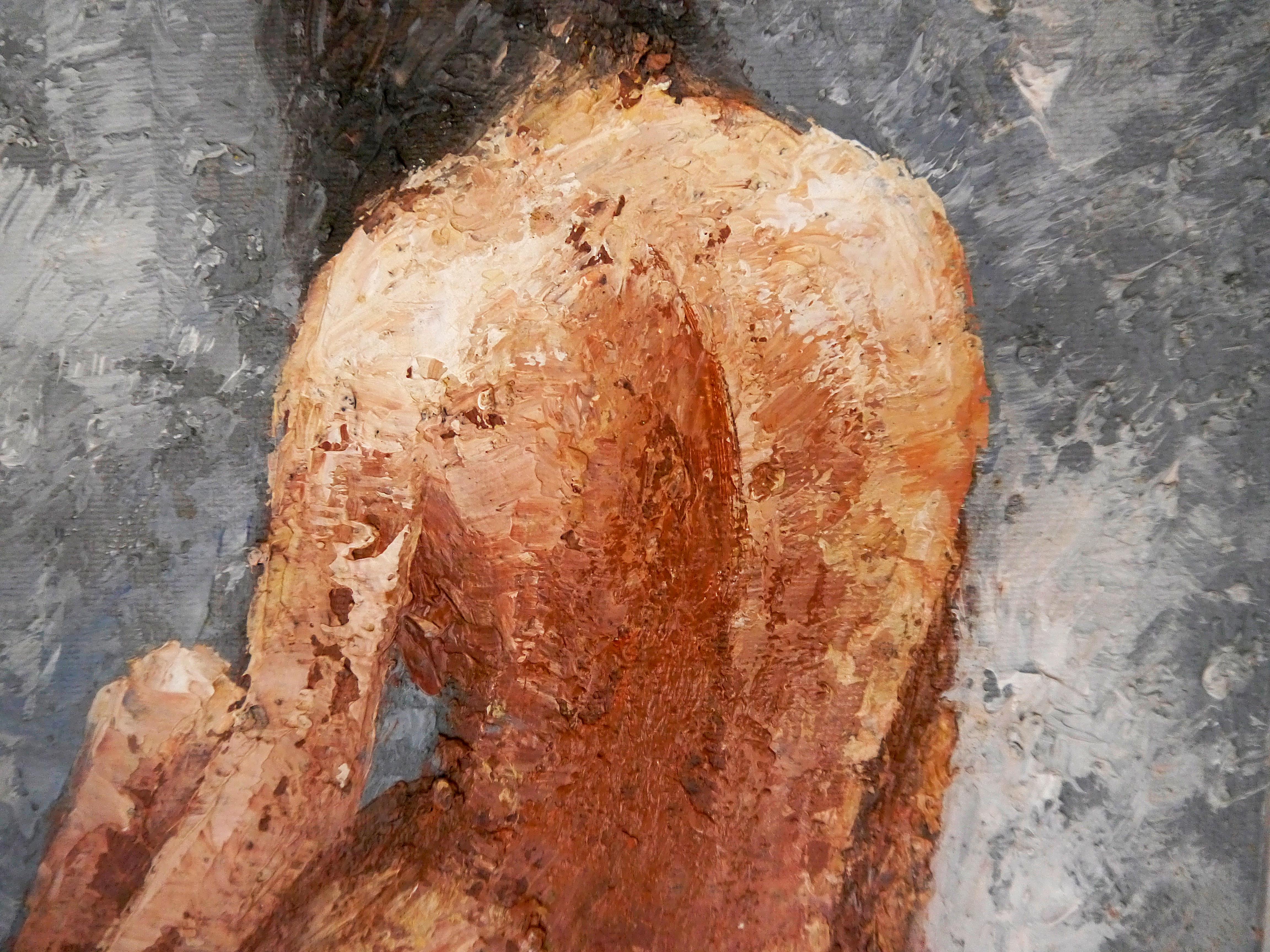 French school Nude Oil painting Signed - Brown Nude Painting by French School Masters
