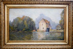 French School Pointillism Landscape Framed Signed Chaillou