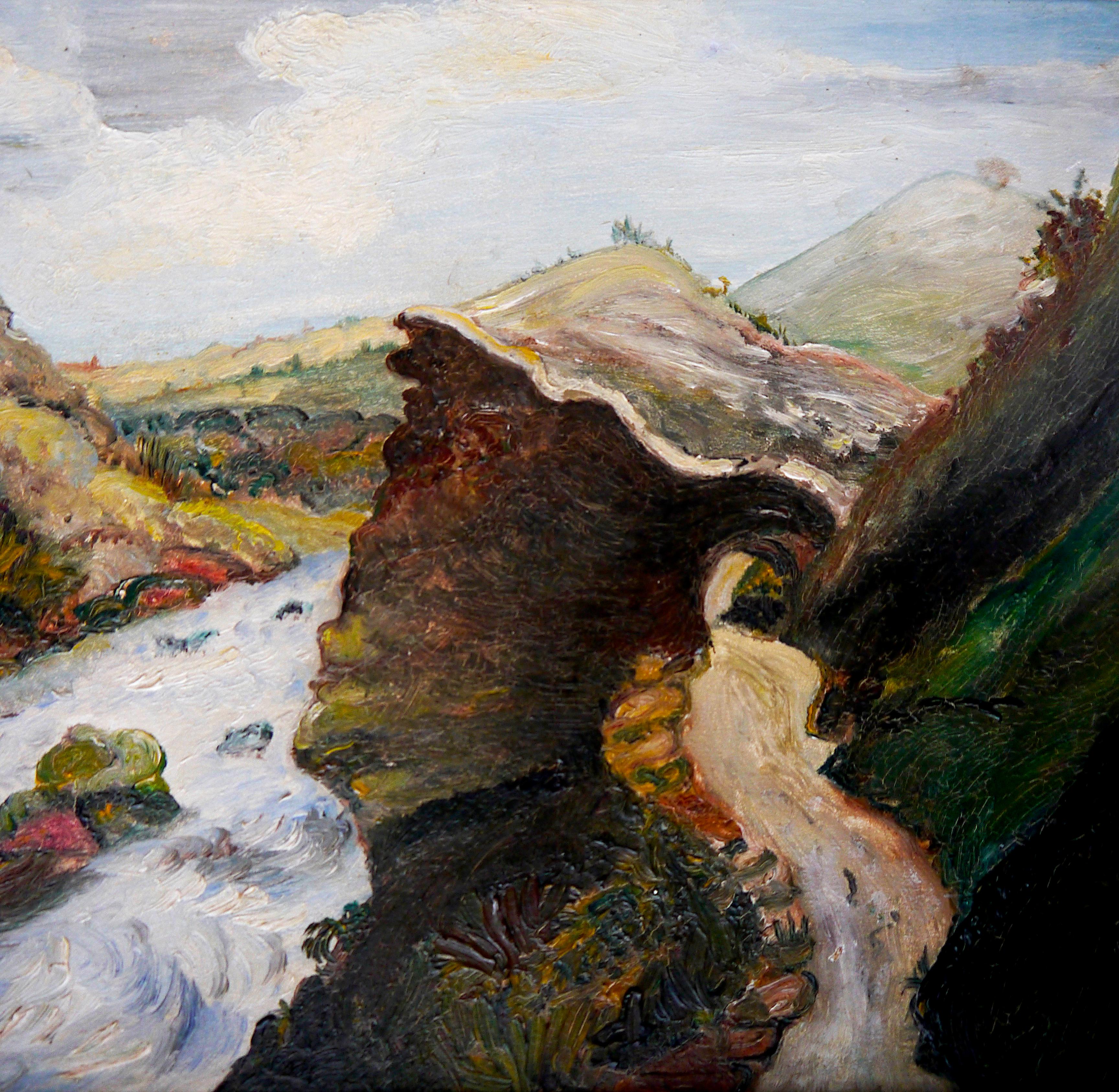 Peinture à l'huile de paysage de Provence signée - Noir Figurative Painting par French School Masters
