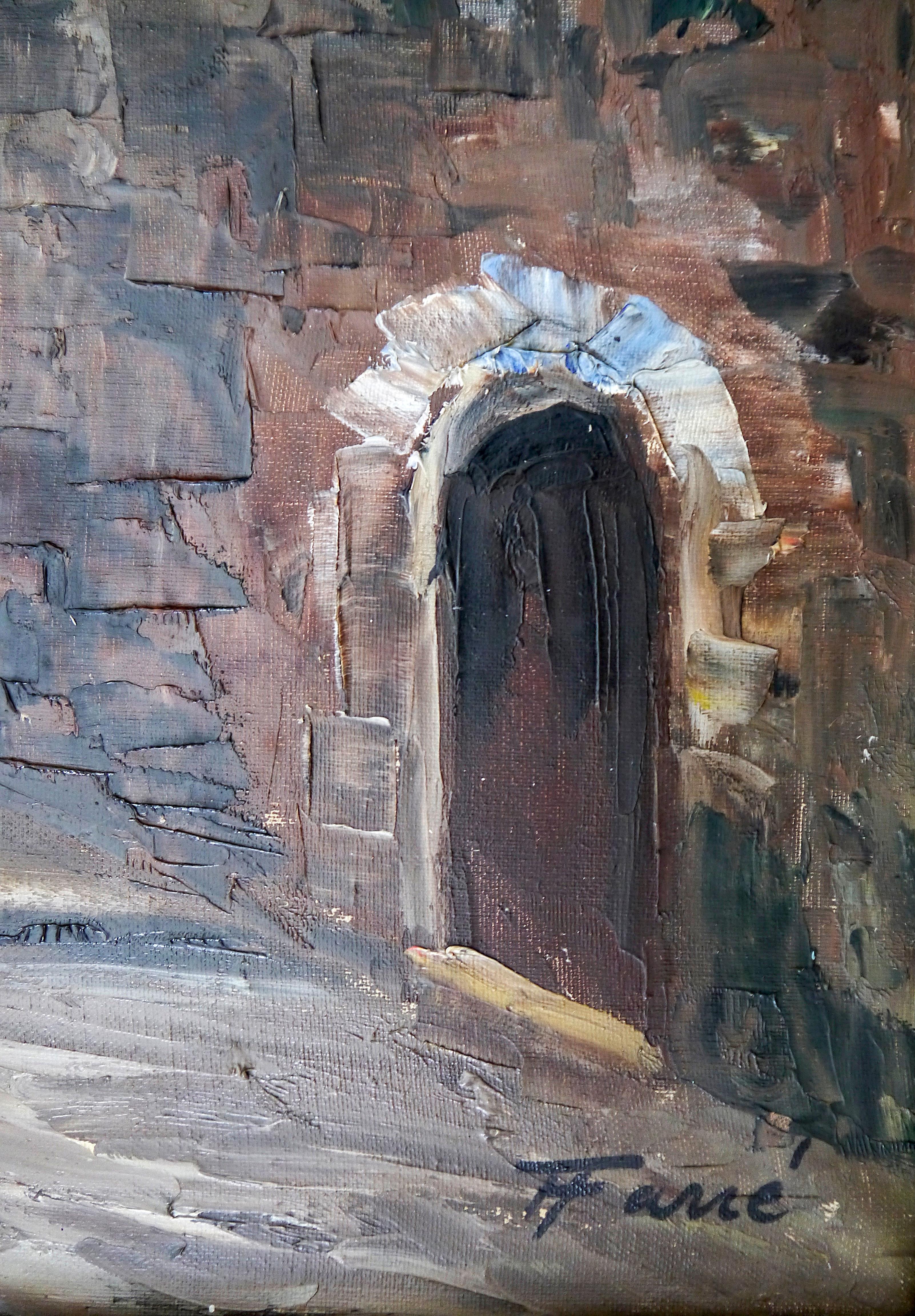 French  school Provence Village - Oil painting Signed AUC0 4