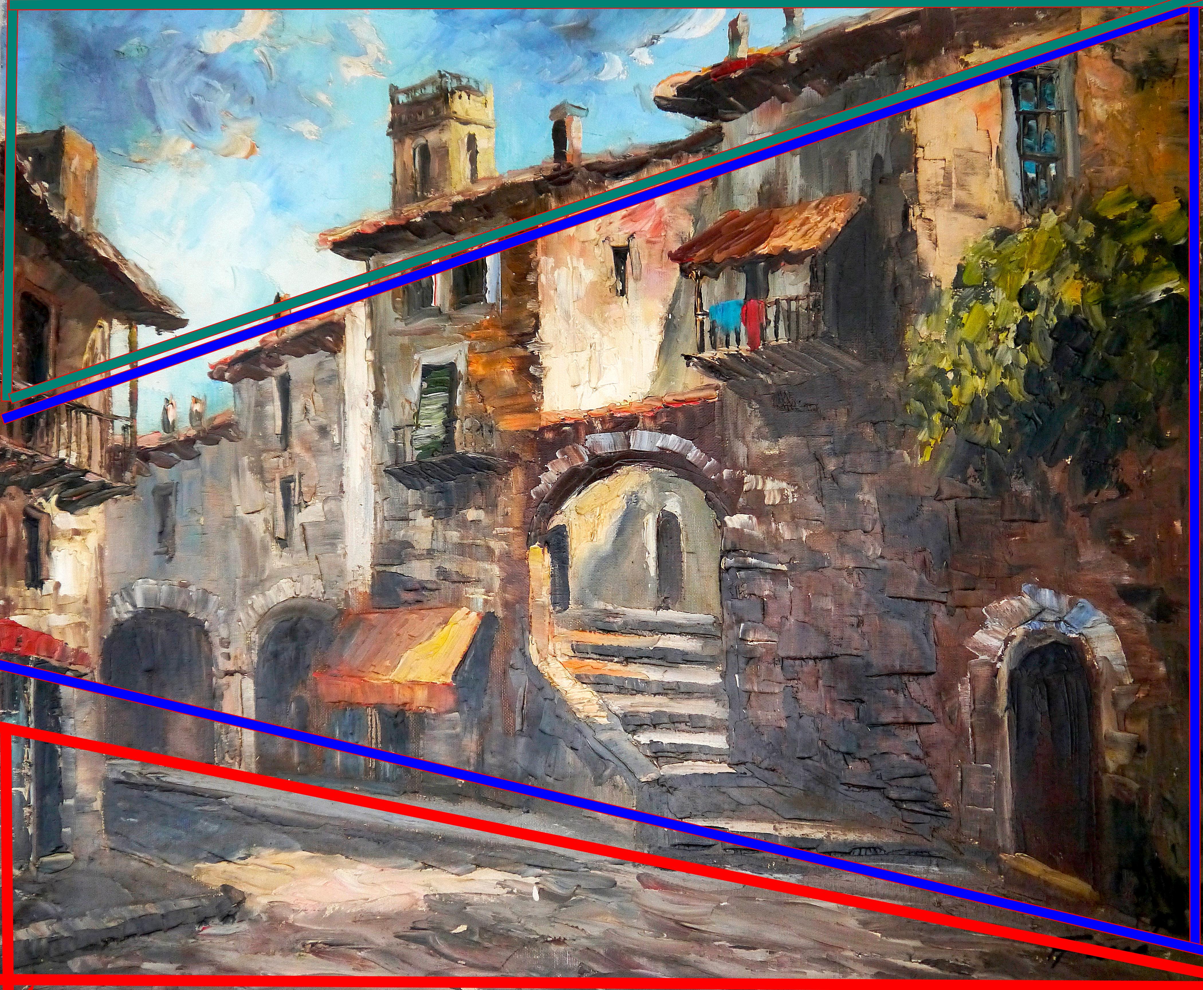 French  school Provence Village - Oil painting Signed AUC0 2