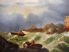 Französische Schule Romantische Seelandschaft, Ölgemälde Signiert 1879