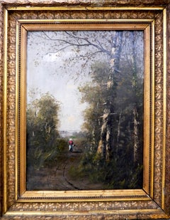 French School Masters - French school Rural Landscape, oil on canvas with frame Barbizon style French school Rural Landscape, oil on canvas with frame Barbizon style