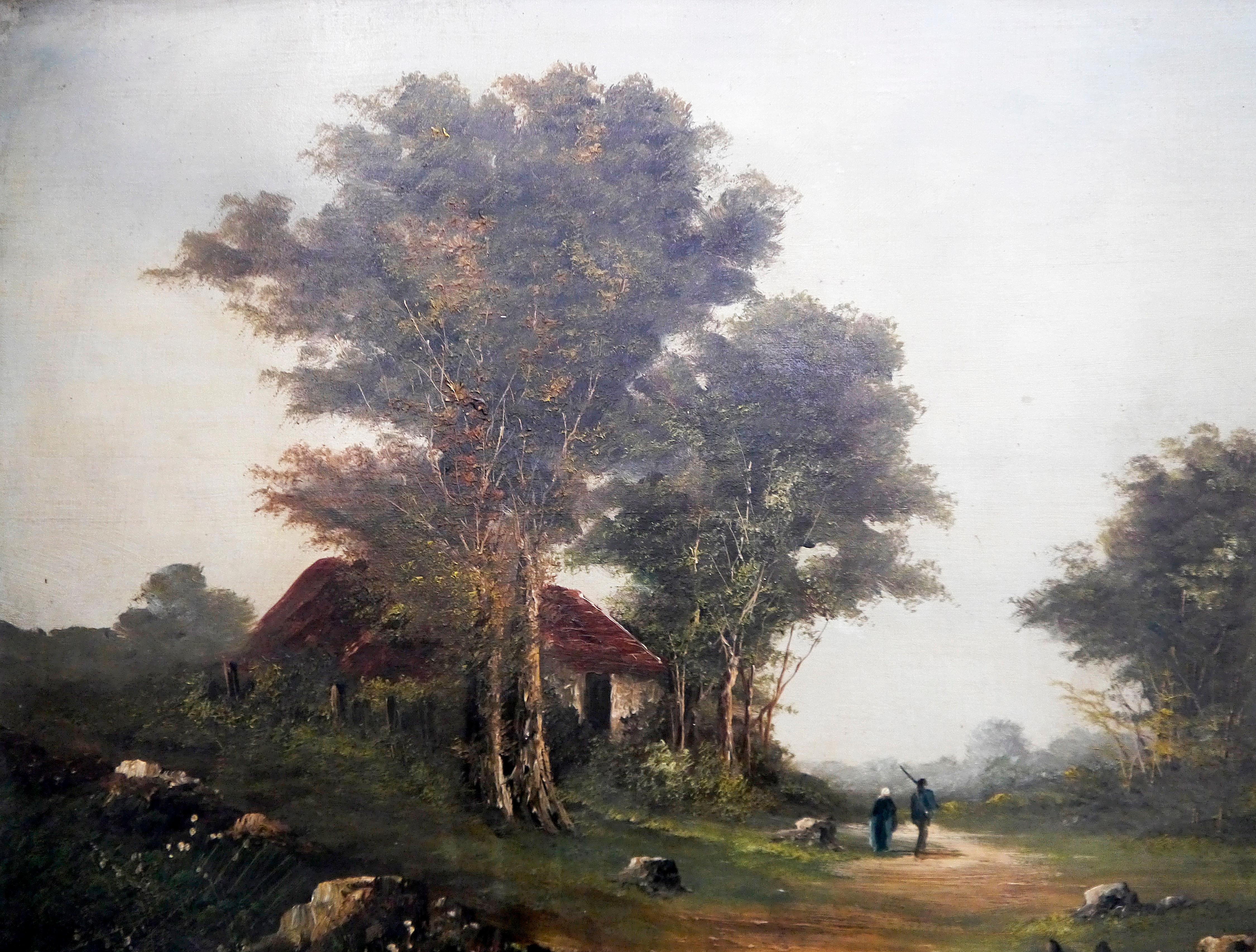 Französische Schule Szene Landschaft Barbizon Ölgemälde im Angebot 5