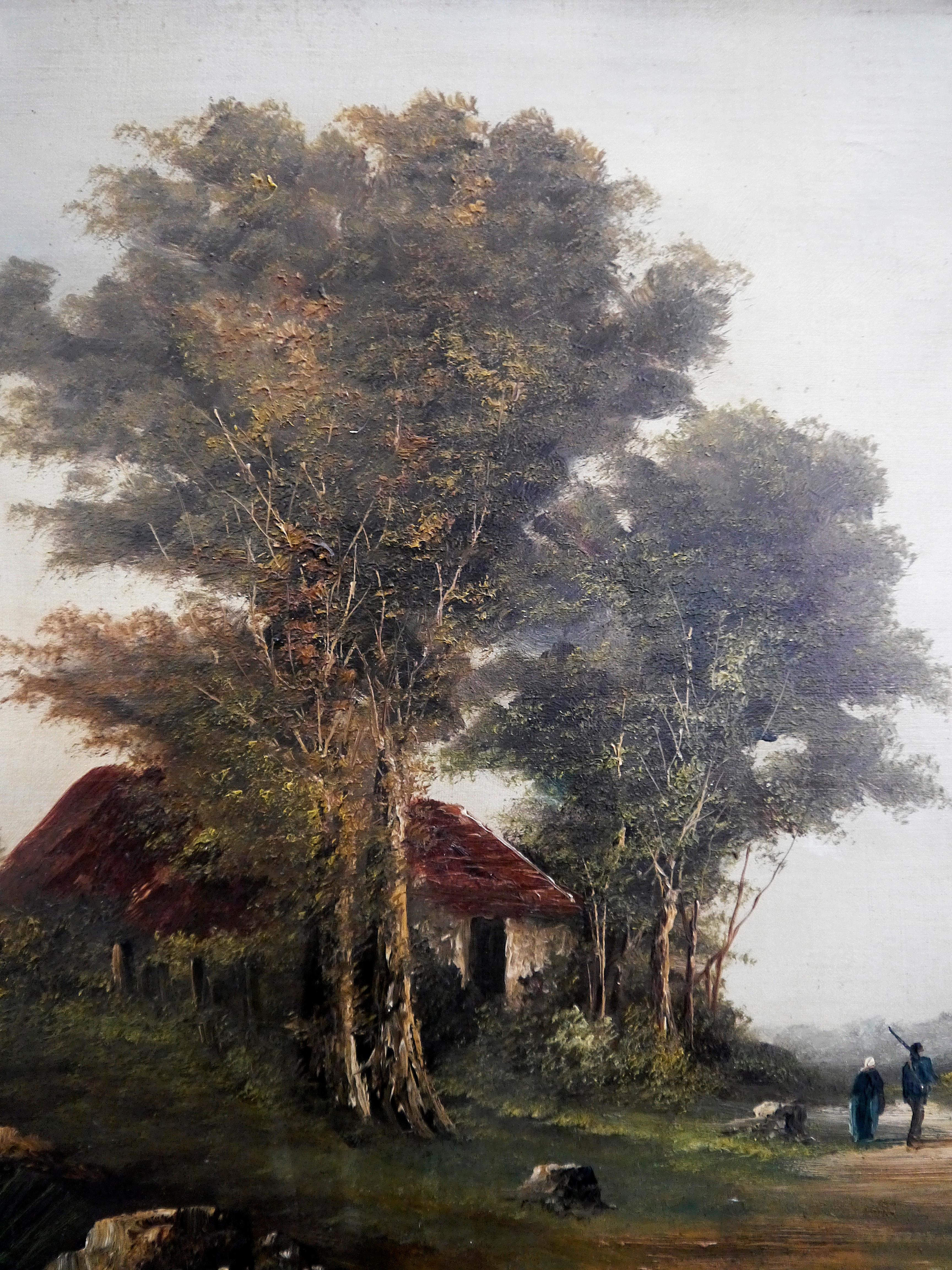 Französische Schule Szene Landschaft Barbizon Ölgemälde (Tonalismus), Painting, von French School Masters