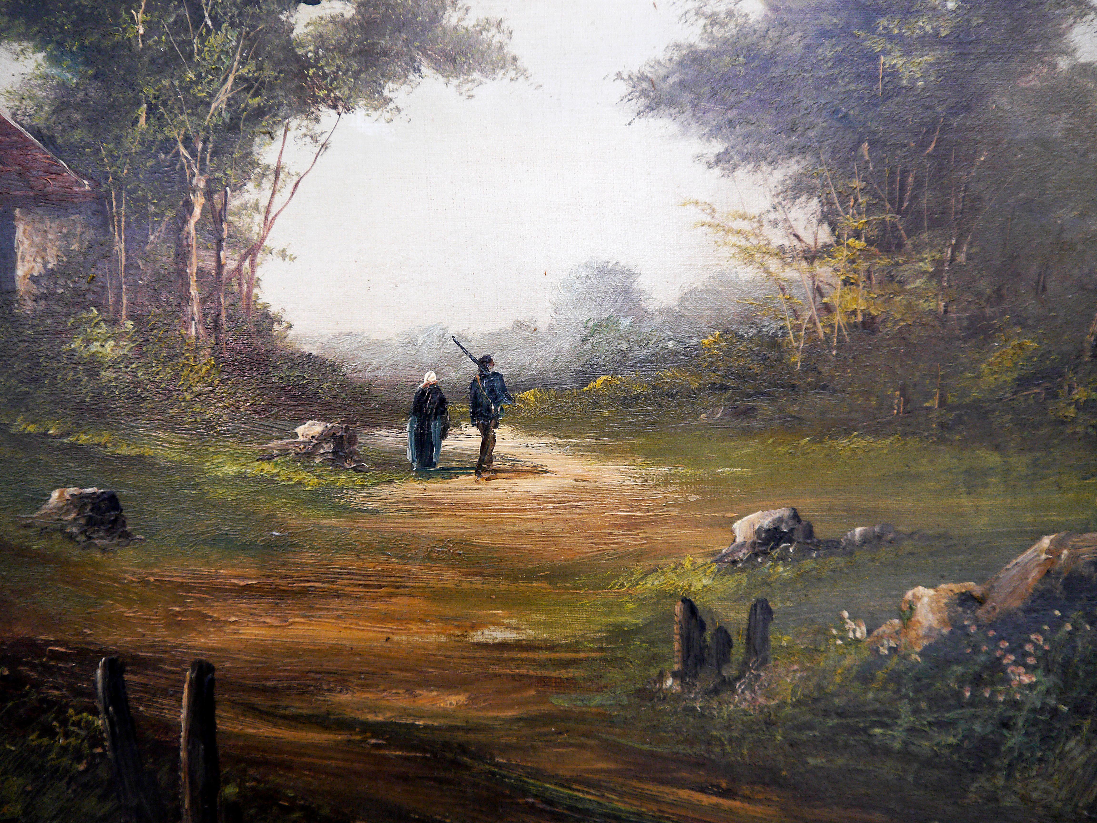 Französische Schule Szene Landschaft Barbizon Ölgemälde im Angebot 3
