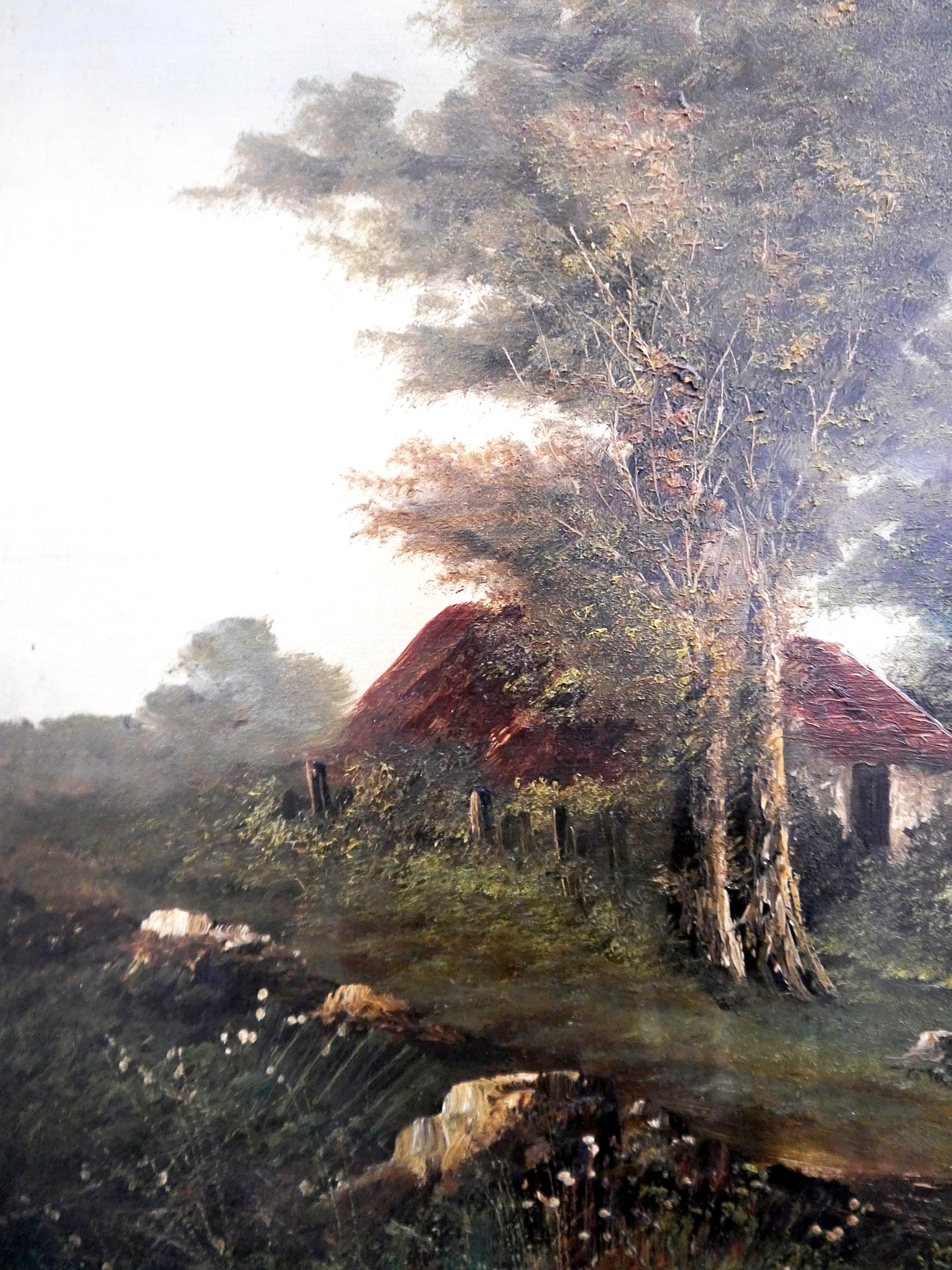Französische Schule Szene Landschaft Barbizon Ölgemälde im Angebot 4