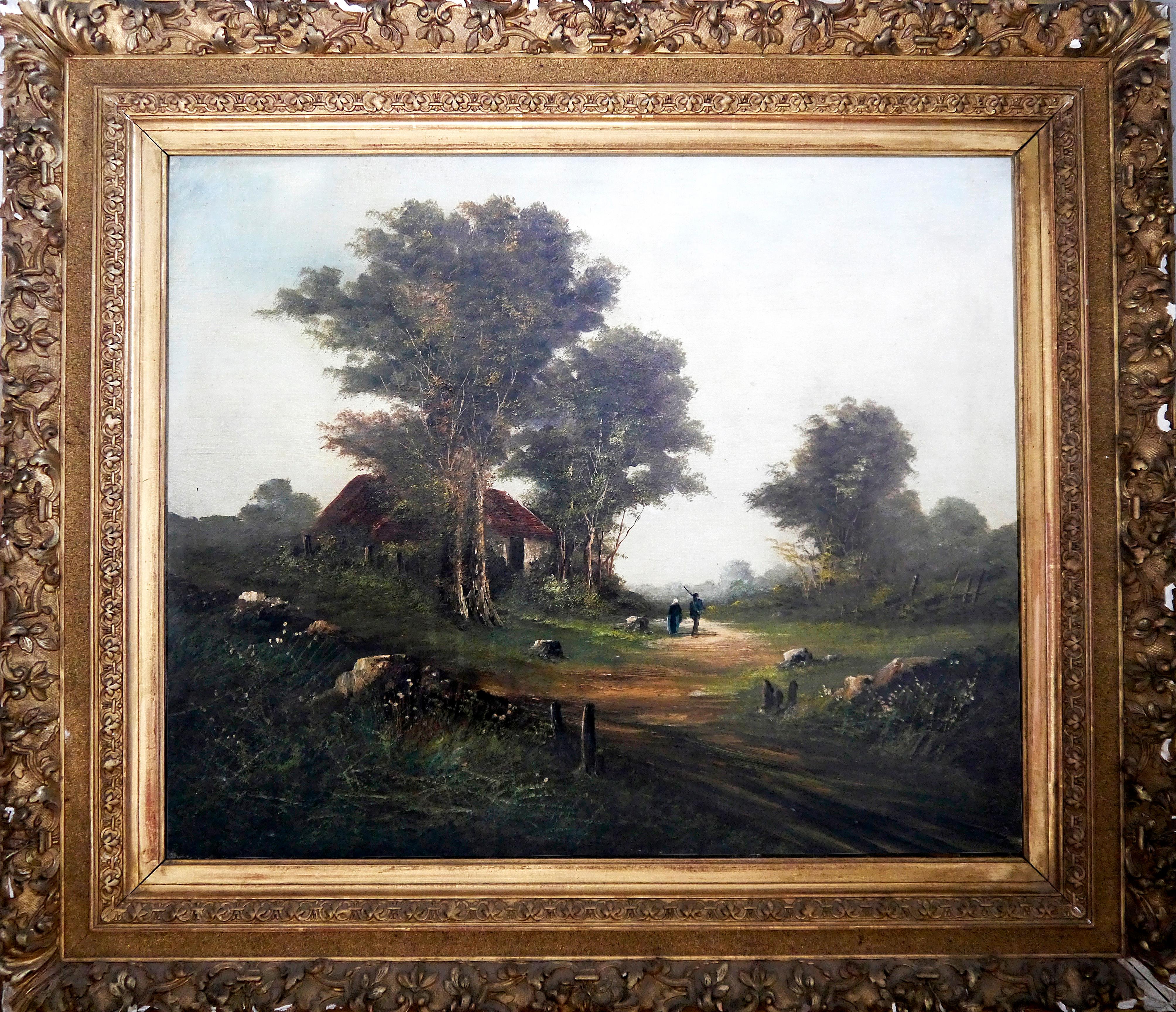 Französische Schule Szene Landschaft Barbizon Ölgemälde