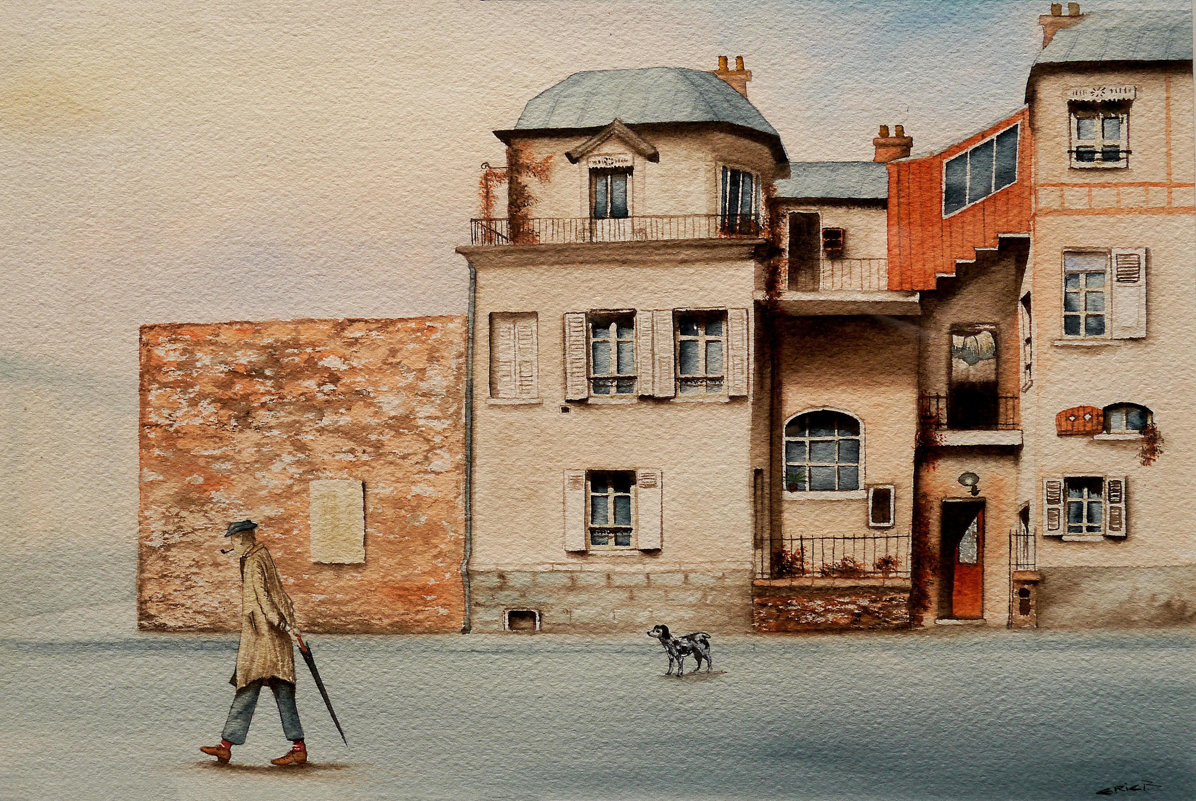 French school  scene Oil painting Signed - Painting by French School Masters