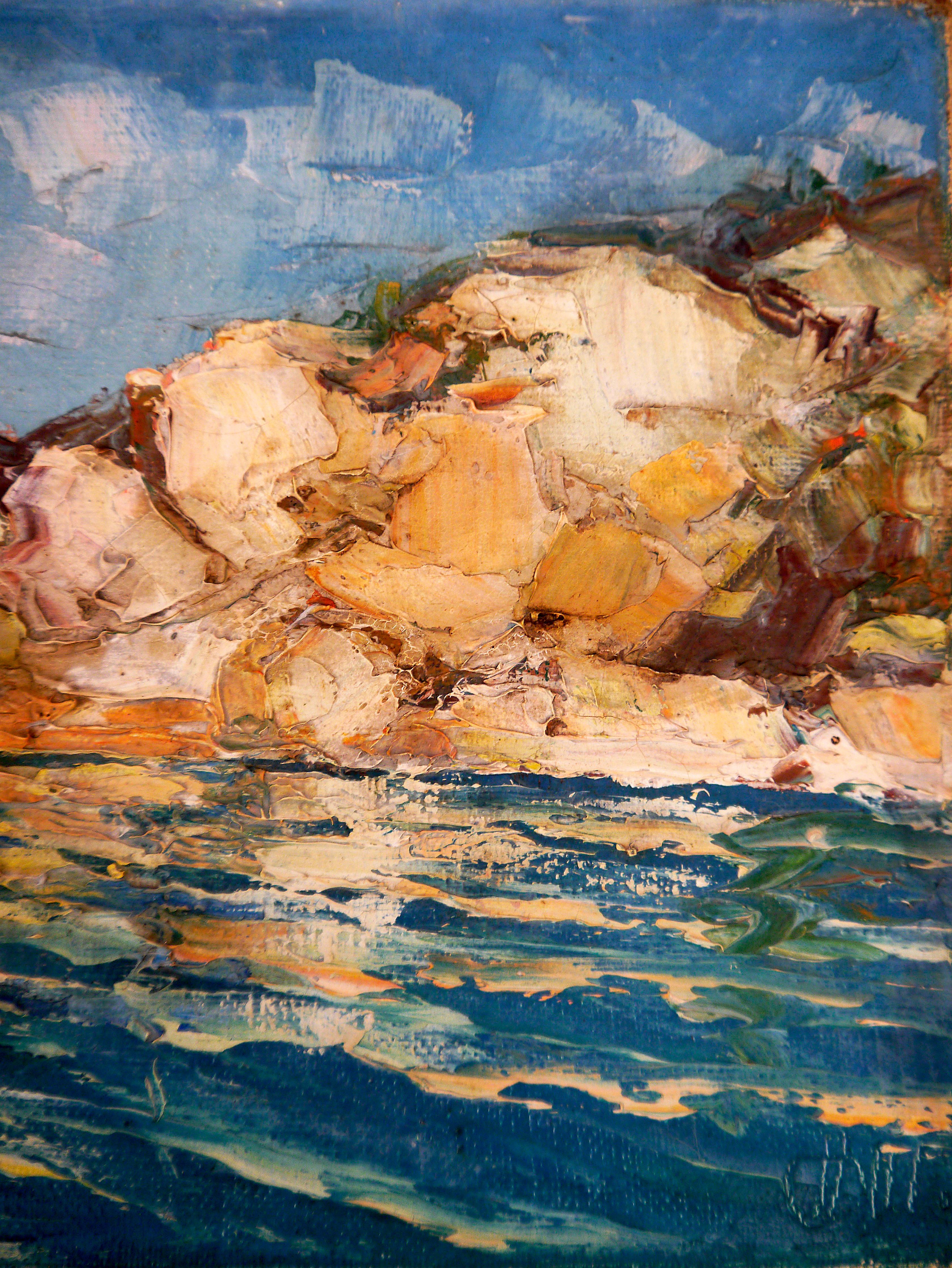 French school Seascape Provence Mediterranean Coastal Signed For Sale 1