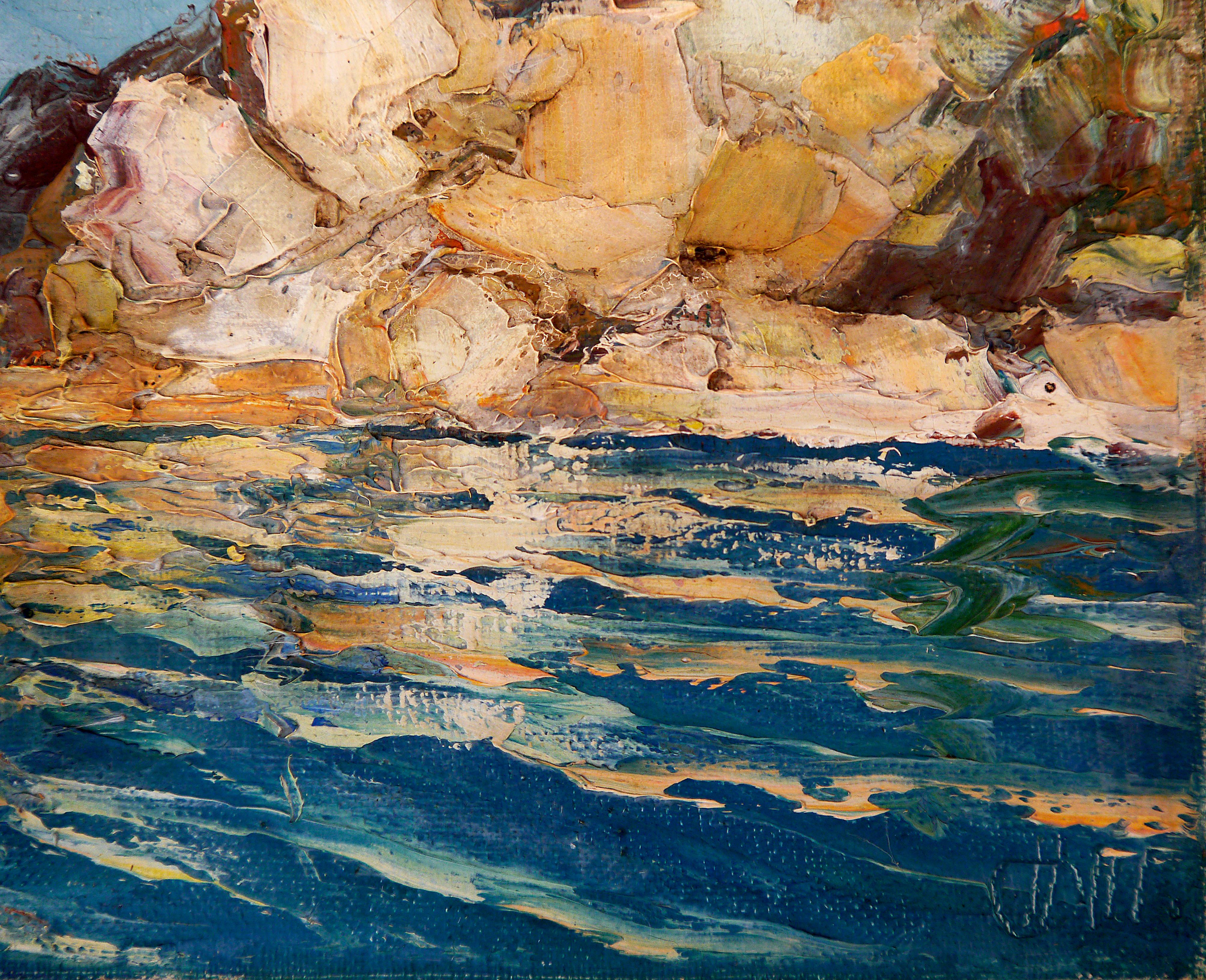 French school Seascape Provence Mediterranean Coastal Signed For Sale 2